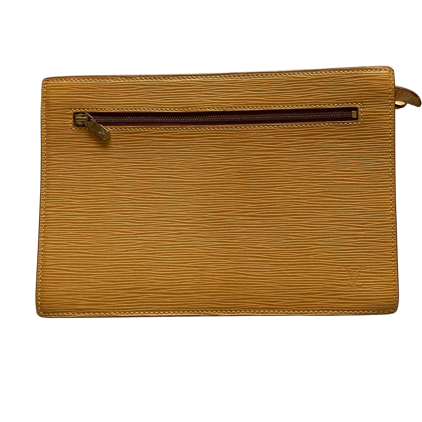 Louis Vuitton yellow Epi leather clutch MI864 bag Authentic with COA