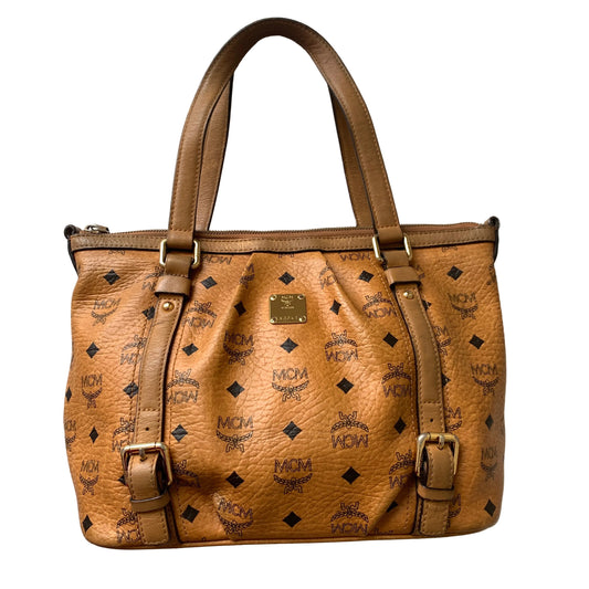 MCM visetos cognac tote shoulder bag Authentic with COA 13x9.3x5.5