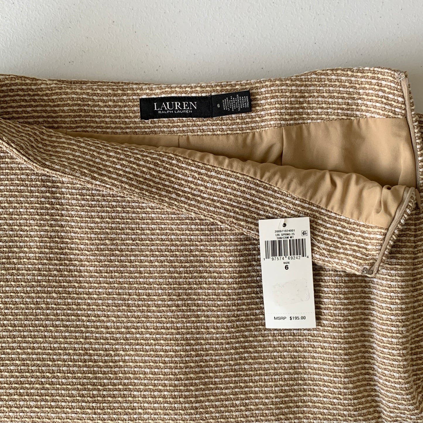 Lauren Ralph Lauren Women’s NWT tan/cream skirt size 6 10 12