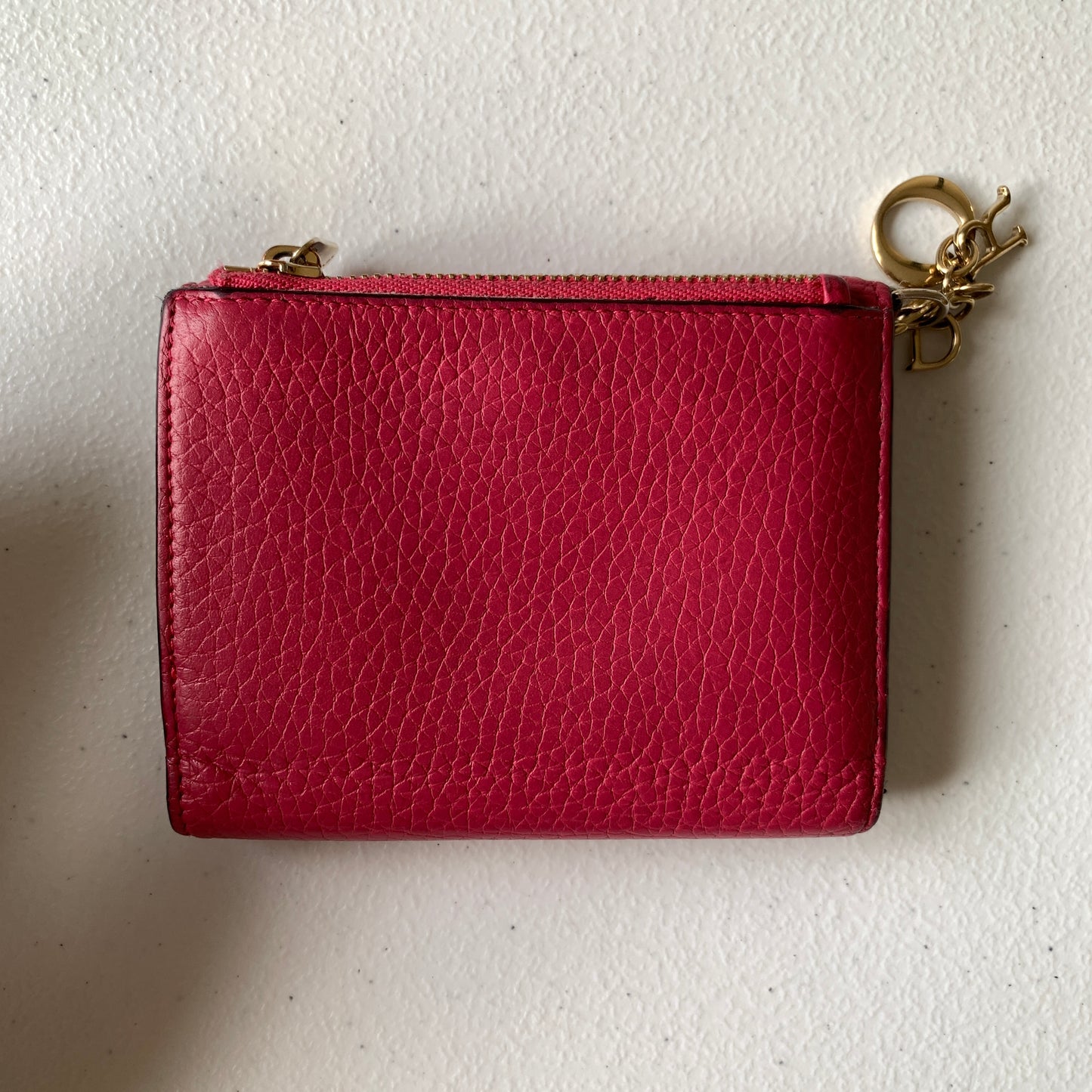 Dior Diorissimo pink Leather Wallet authentic with COA and logo charm
