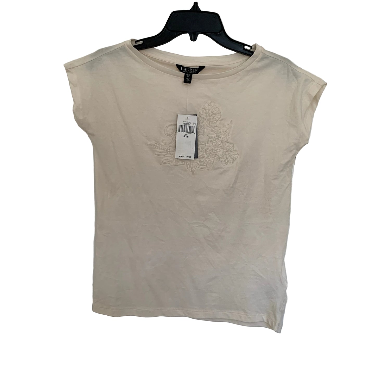 Lauren Ralph Lauren Women’s NWT cream logo cotton t shirt size XS petite