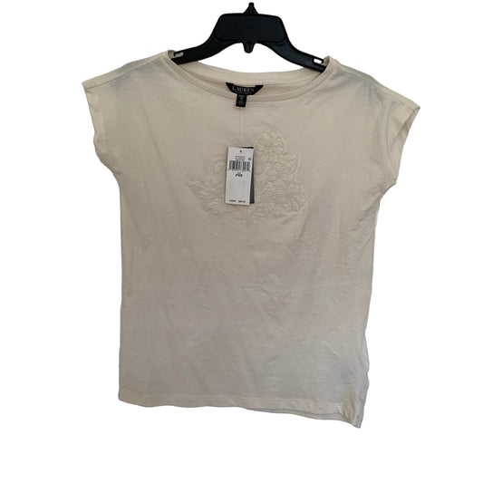 Lauren Ralph Lauren Women’s NWT cream logo cotton t shirt size XS petite
