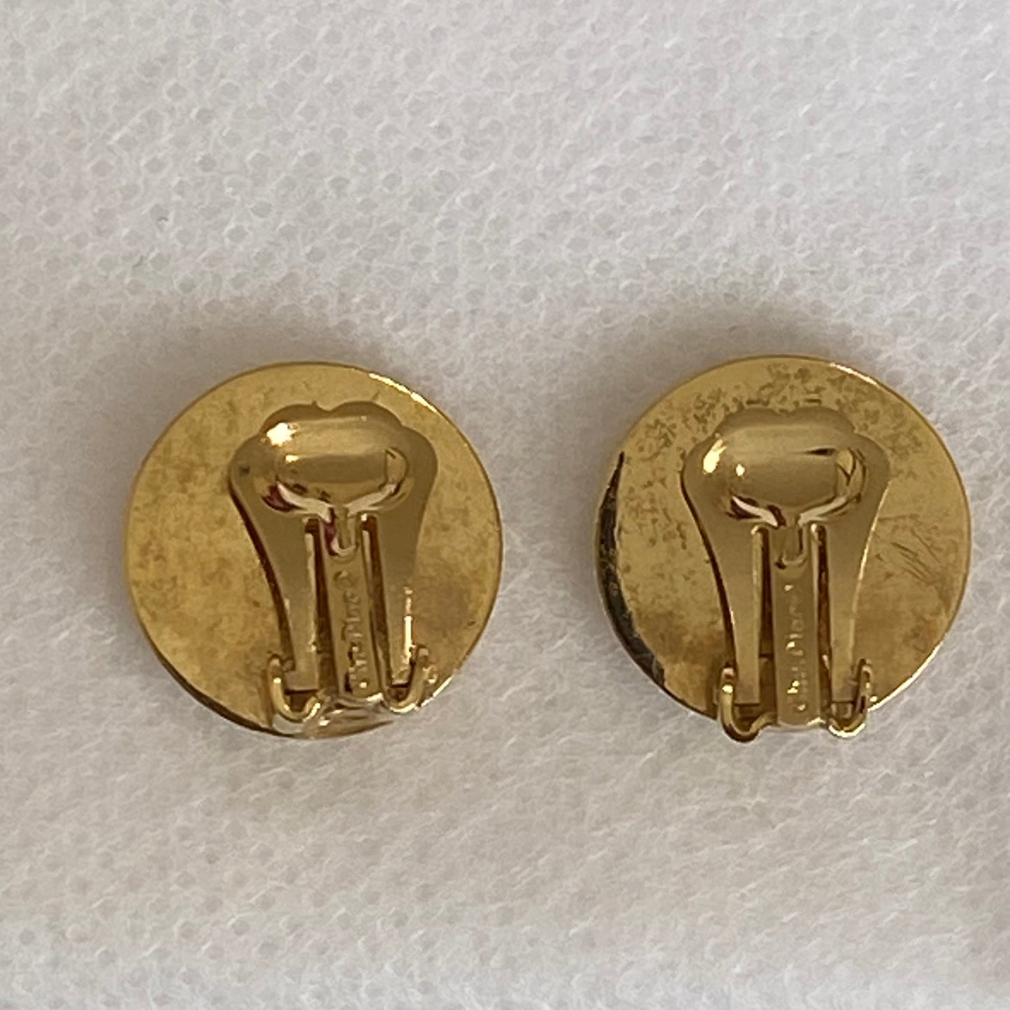 Christian Dior vintage CD logo gold plated clip on earrings authentic with coa