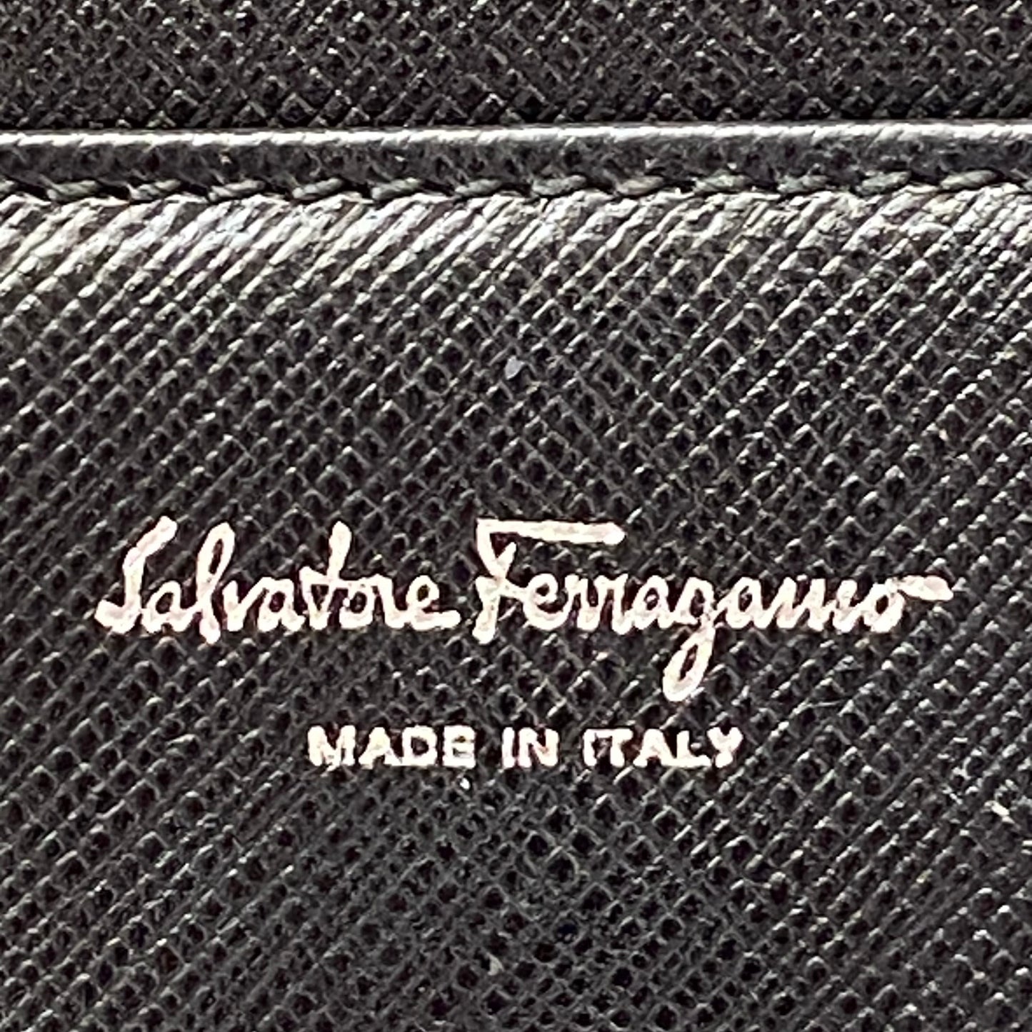 Salvatore Ferragamo silver gancini black leather long wallet authentic with coa