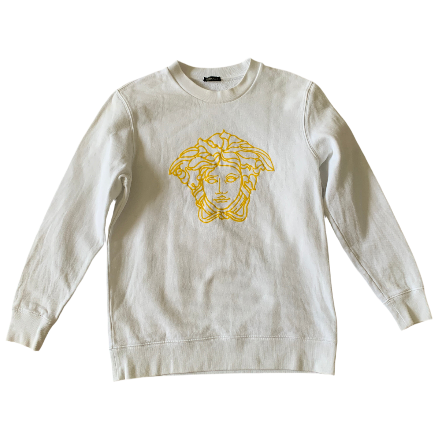 Authentic Versace women’s white cotton sweatshirt in with medusa logo