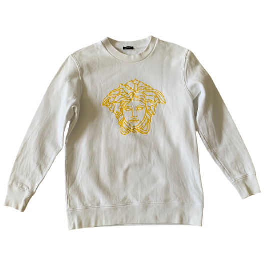 Authentic Versace women’s white cotton sweatshirt in with medusa logo