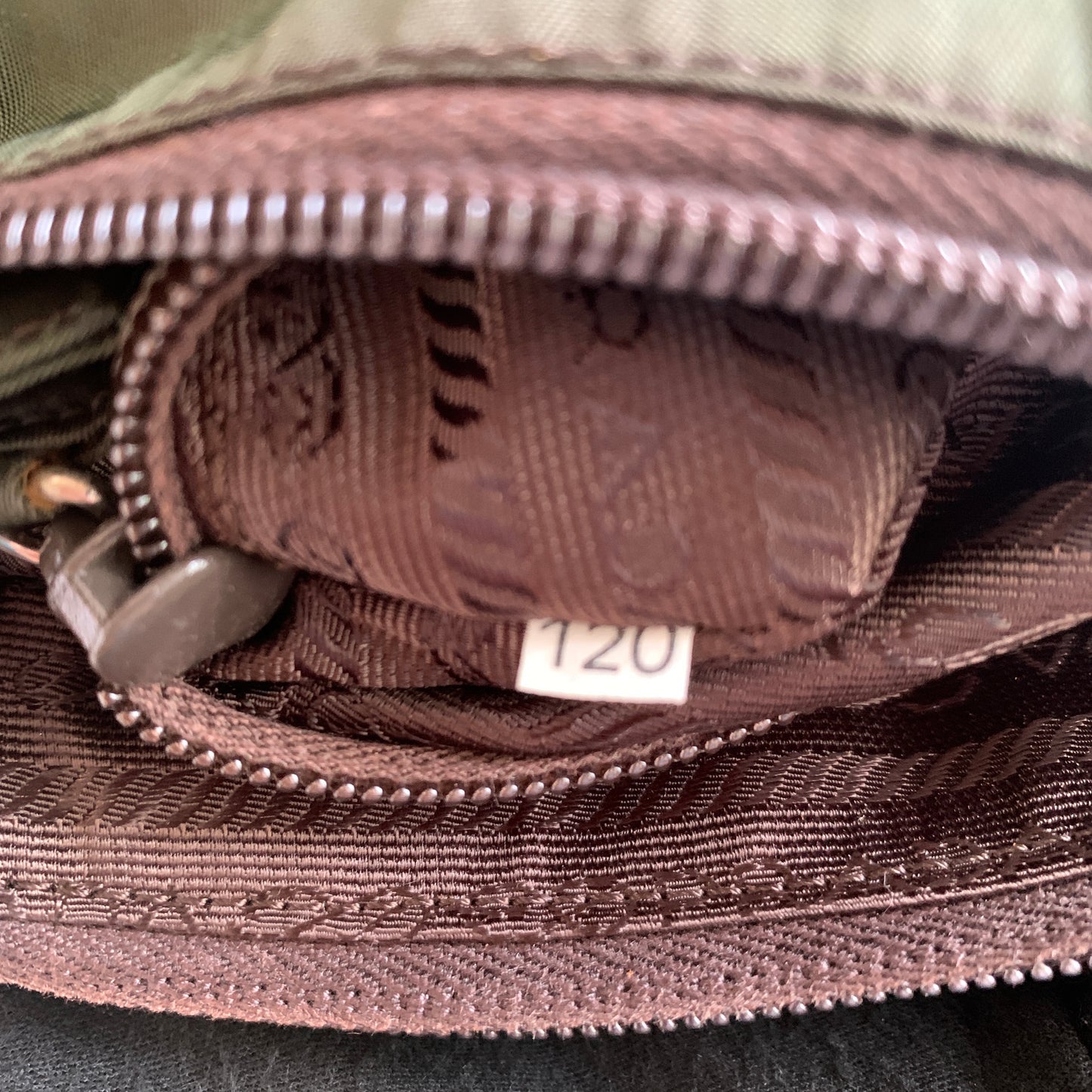 PRADA triangle logo green nylon tote shoulder bag Authentic with COA