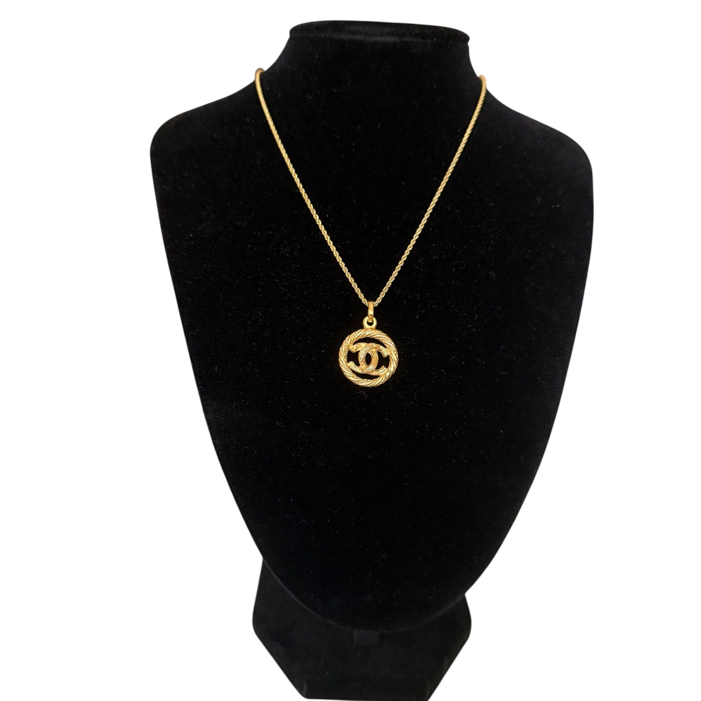 Chanel vintage Coco mark CC pendant necklace authentic with COA gold plated