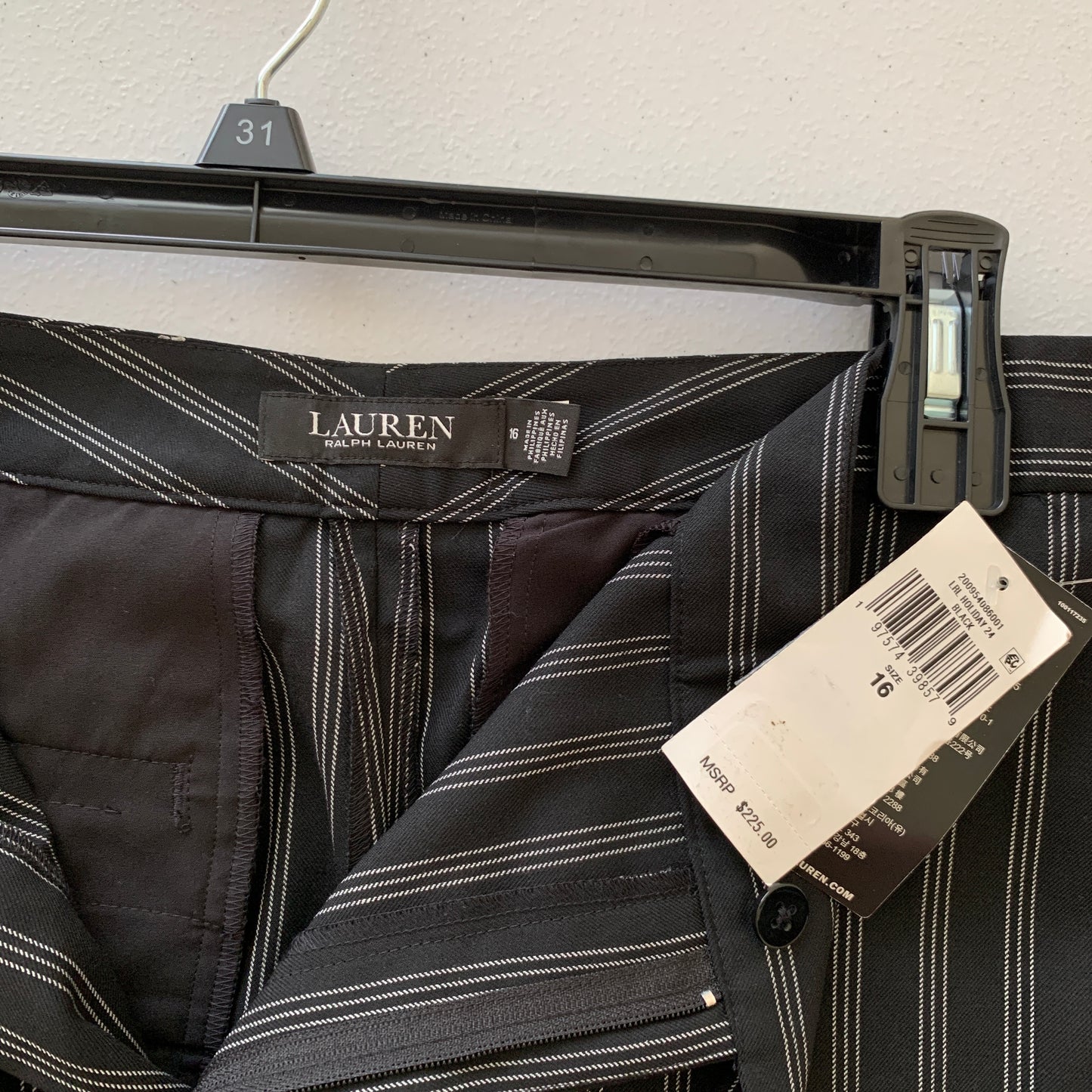 Lauren Ralph Lauren Women’s NWT Black and White striped wide leg dress pants si