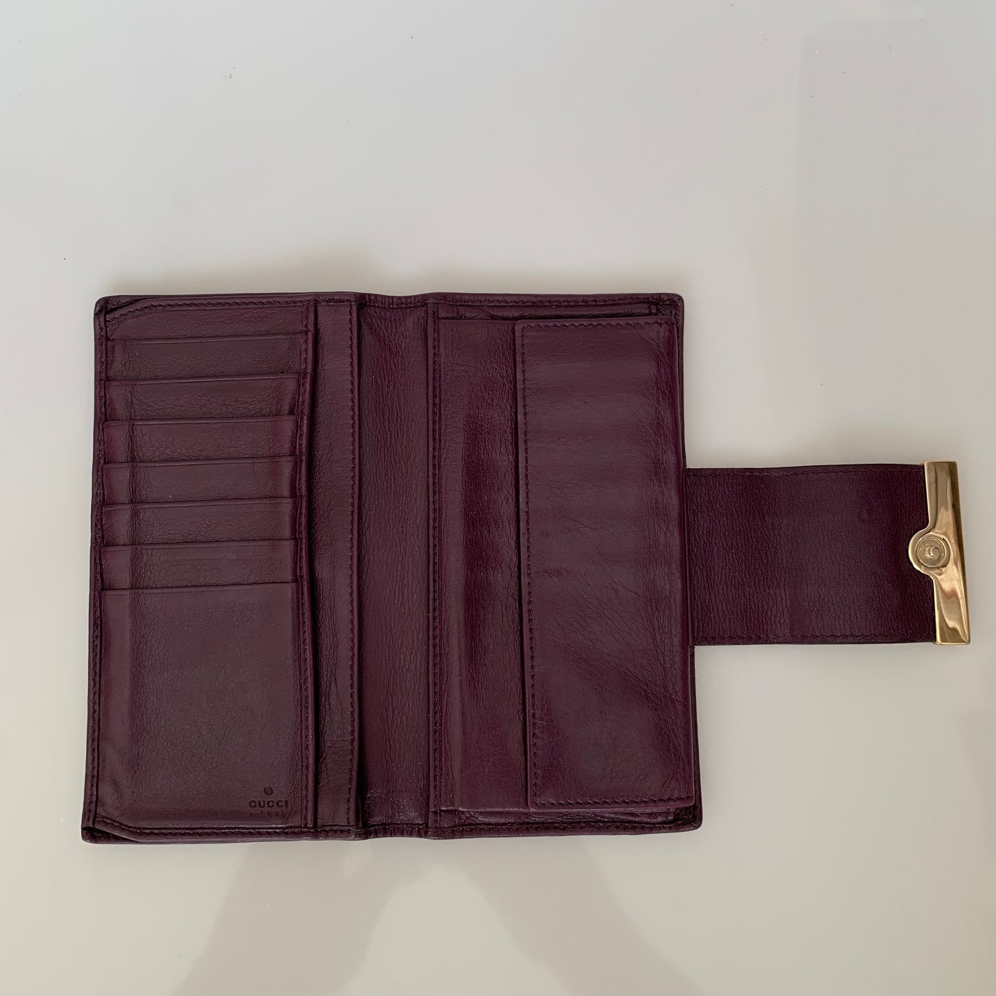 Gucci Women’s monogram guccissima purple leather wallet long authentic with COA