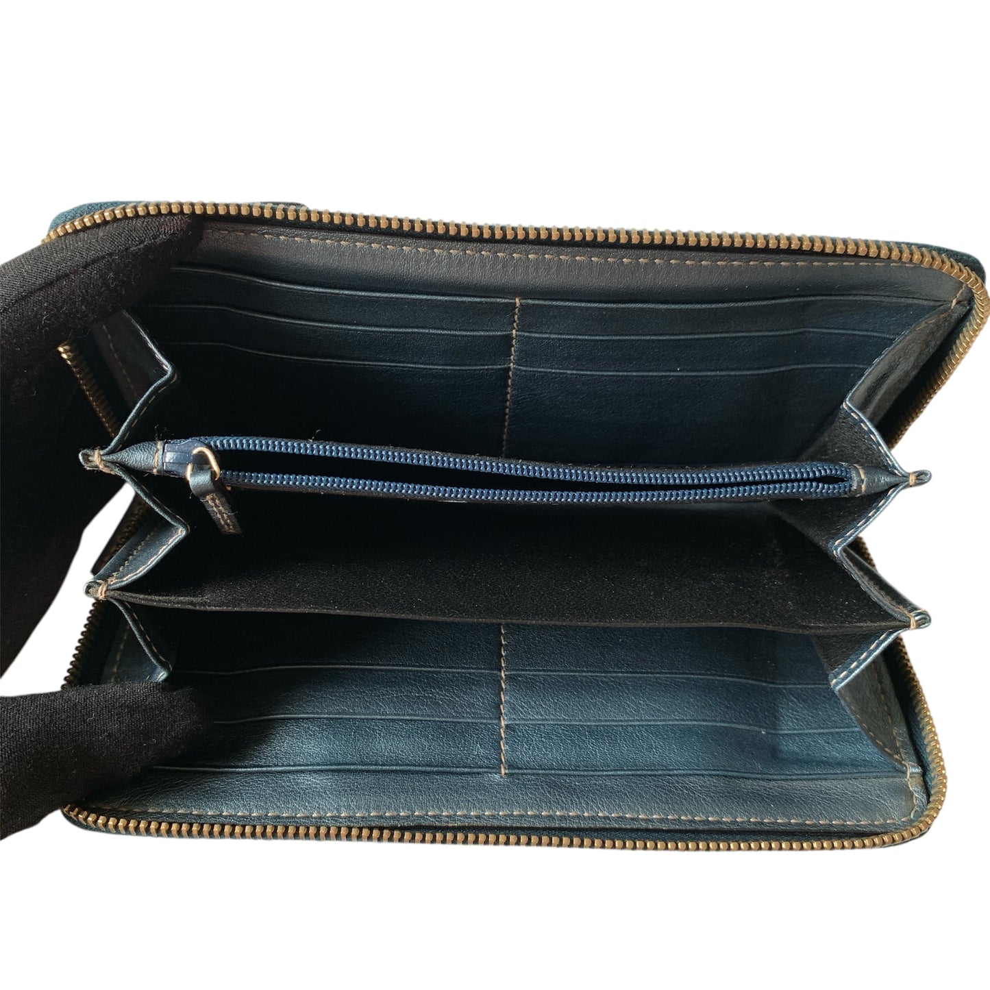 Gucci guccissima blue leather zipper around wallet authentic with COA
