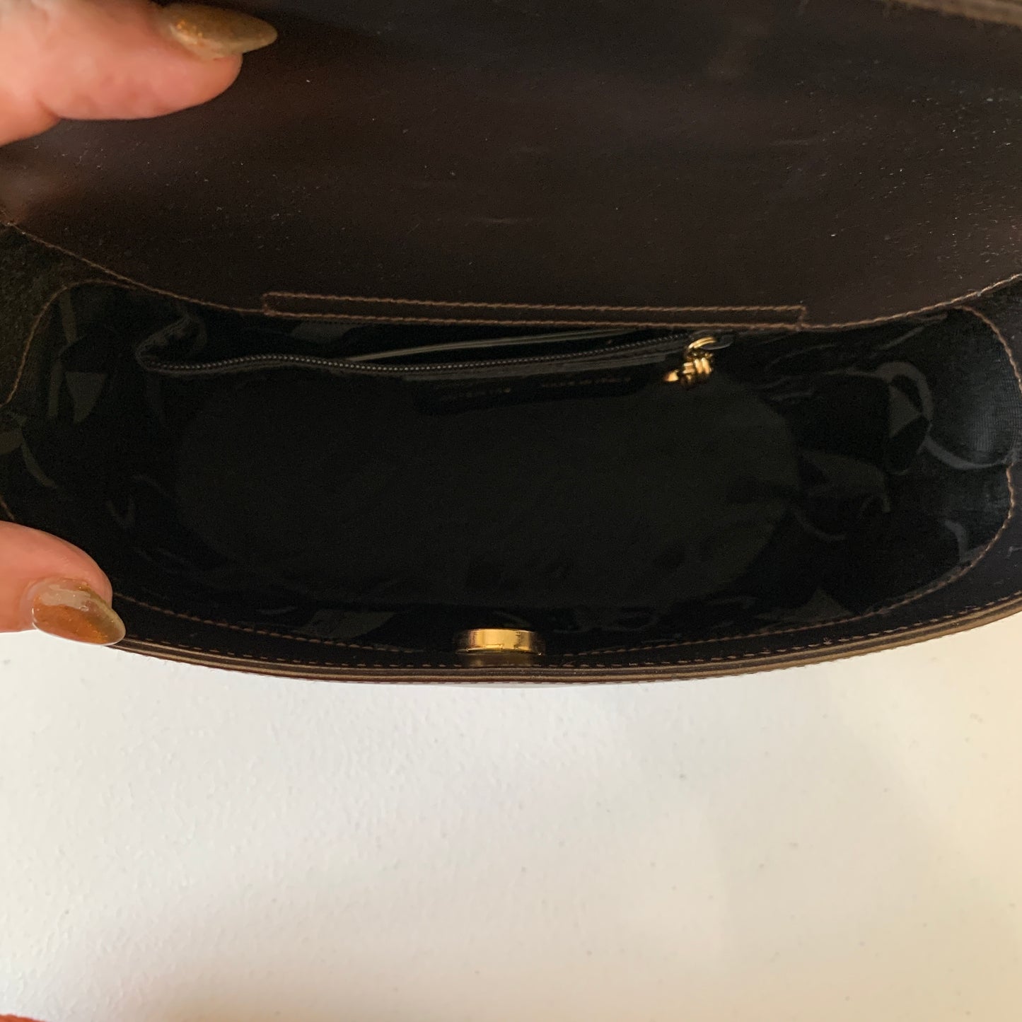 Ferragamo bronze leather shoulder bag purse authentic with COA