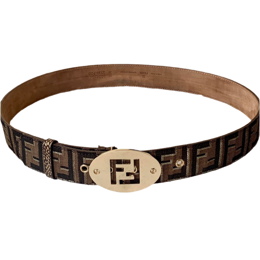 Authentic FENDI Women’s FF monogram belt with gold buckle 95 cm or 38 inch