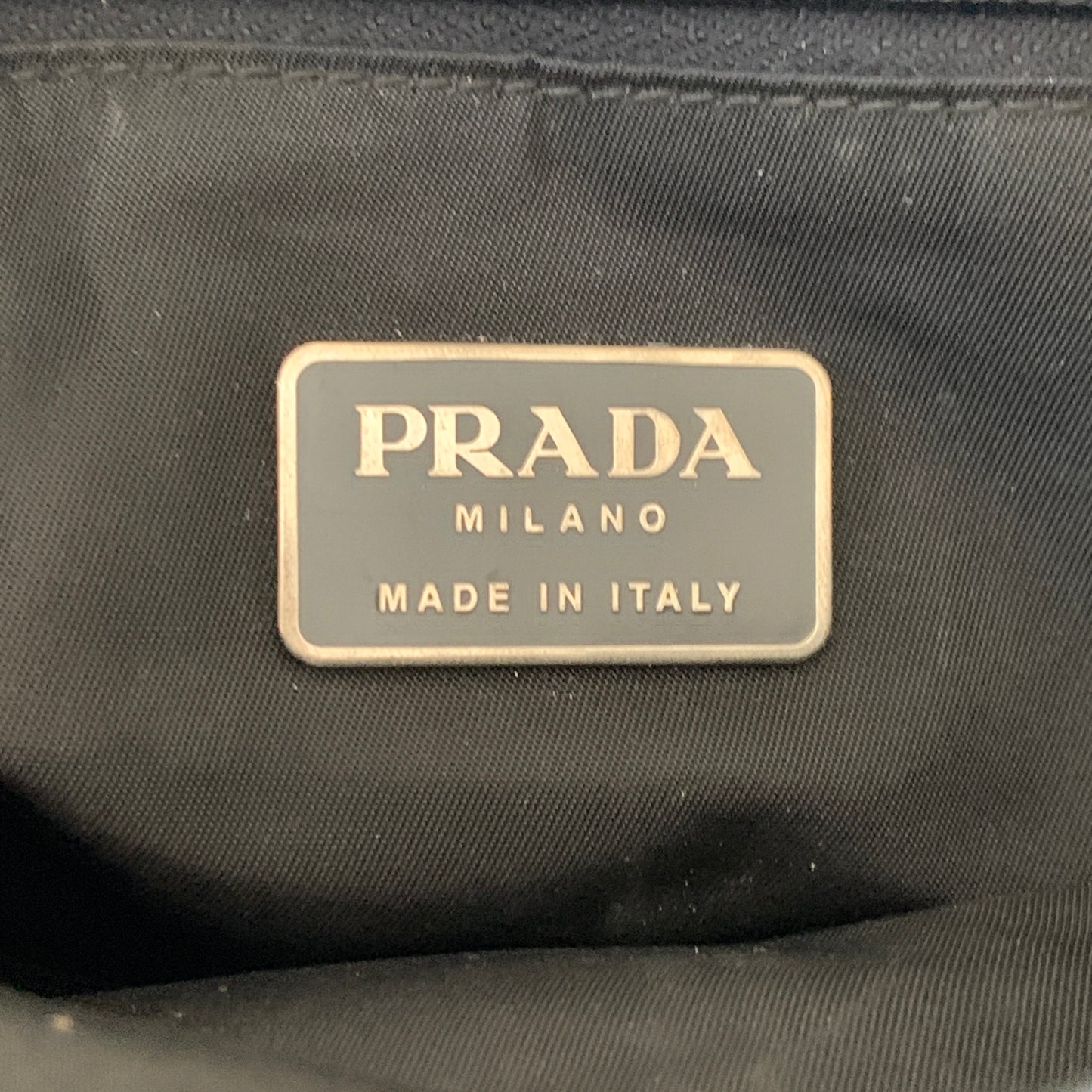Prada black nylon triangle logo handbag authentic with COA