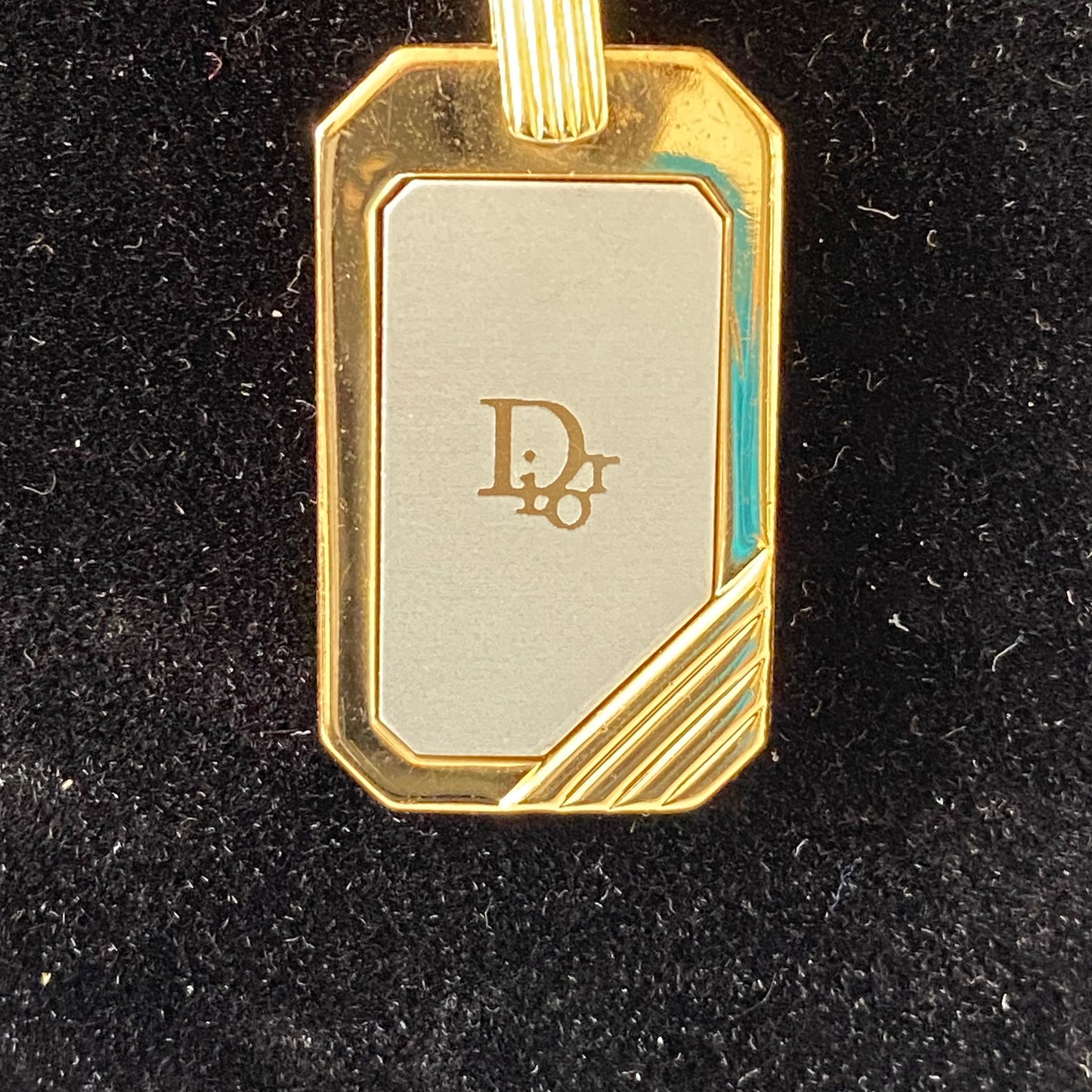 Dior gold plated Necklace with logo Pendant Authentic with coa