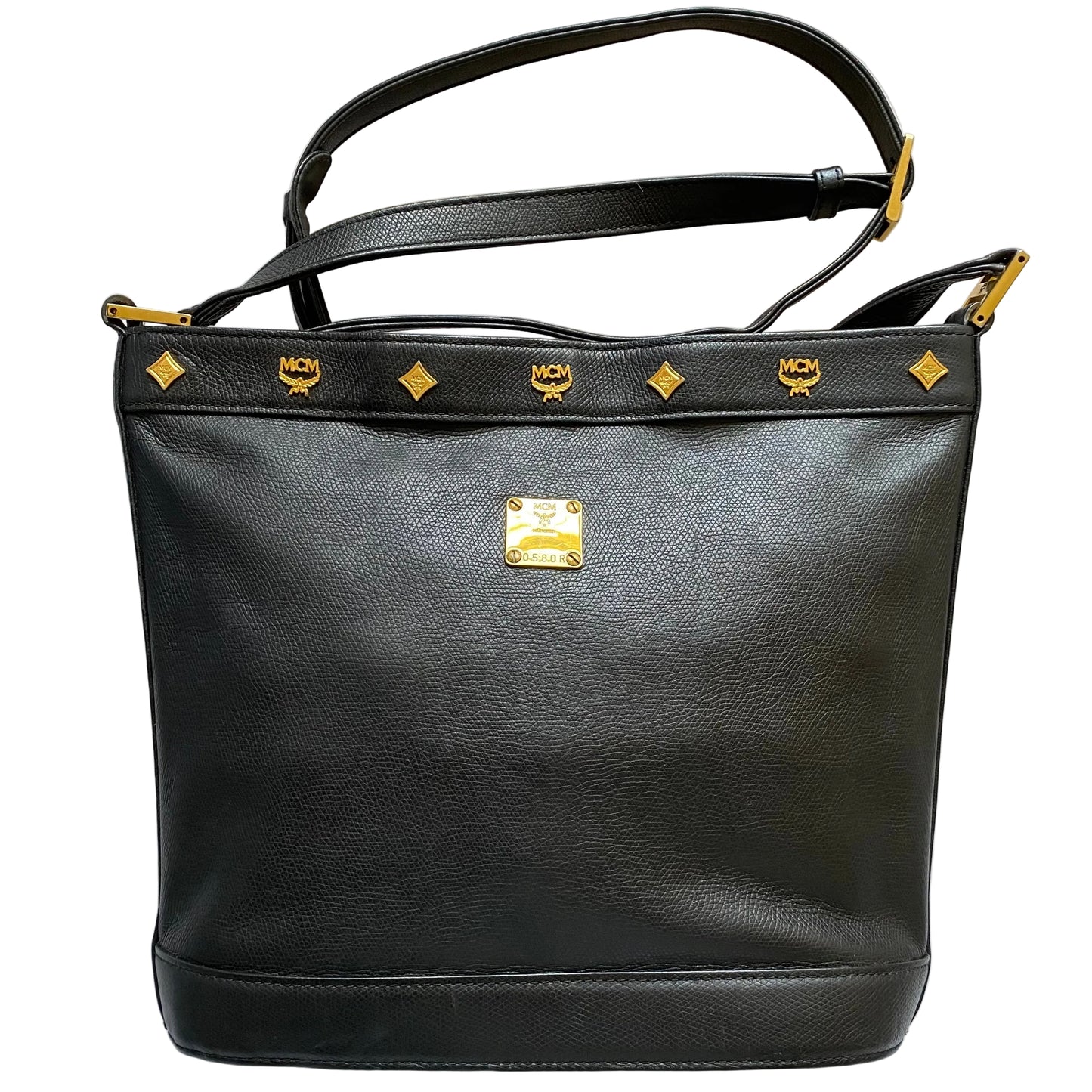 MCM black leather crossbody bucket bag Authentic with COA