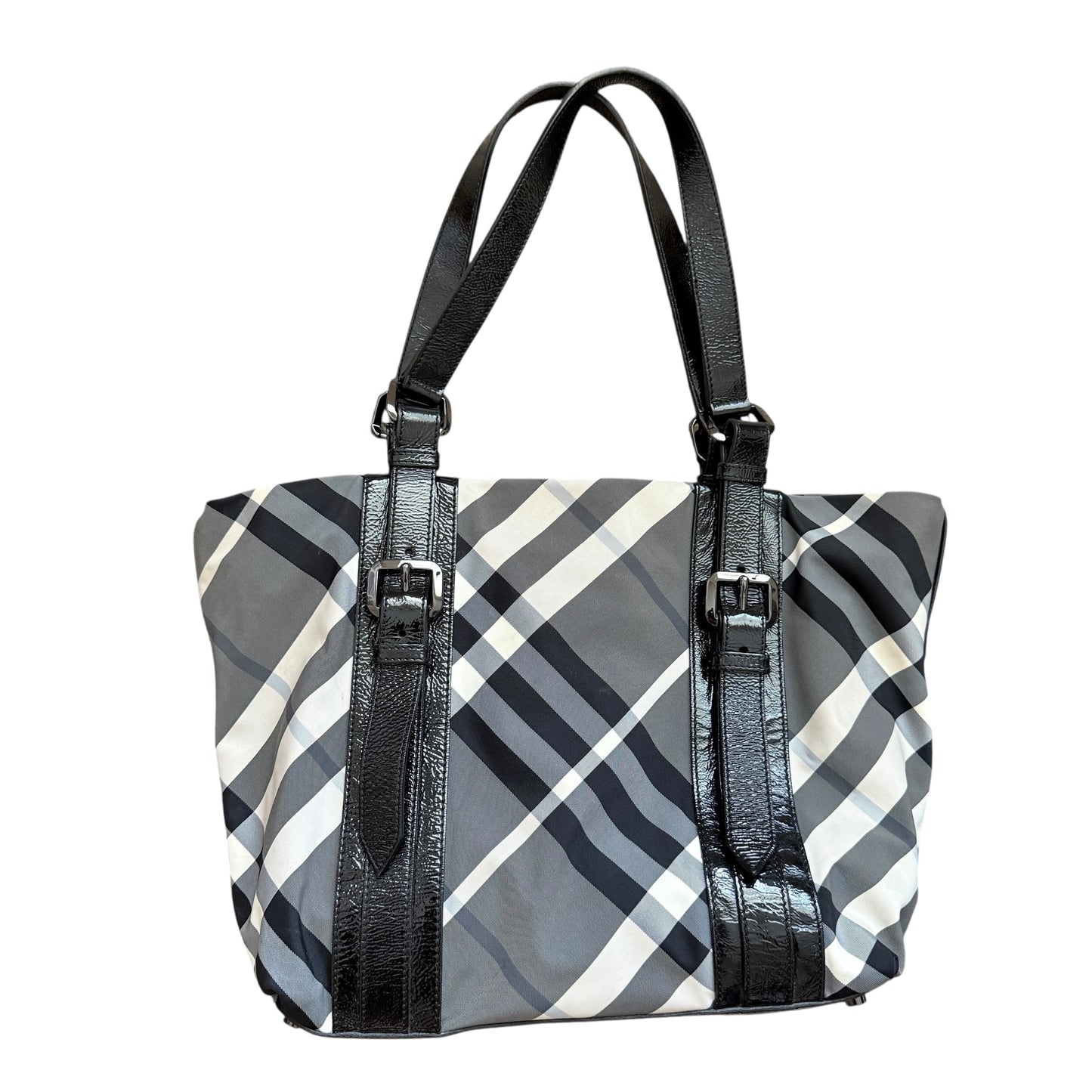Burberry black white nova check tote bag authentic with COA