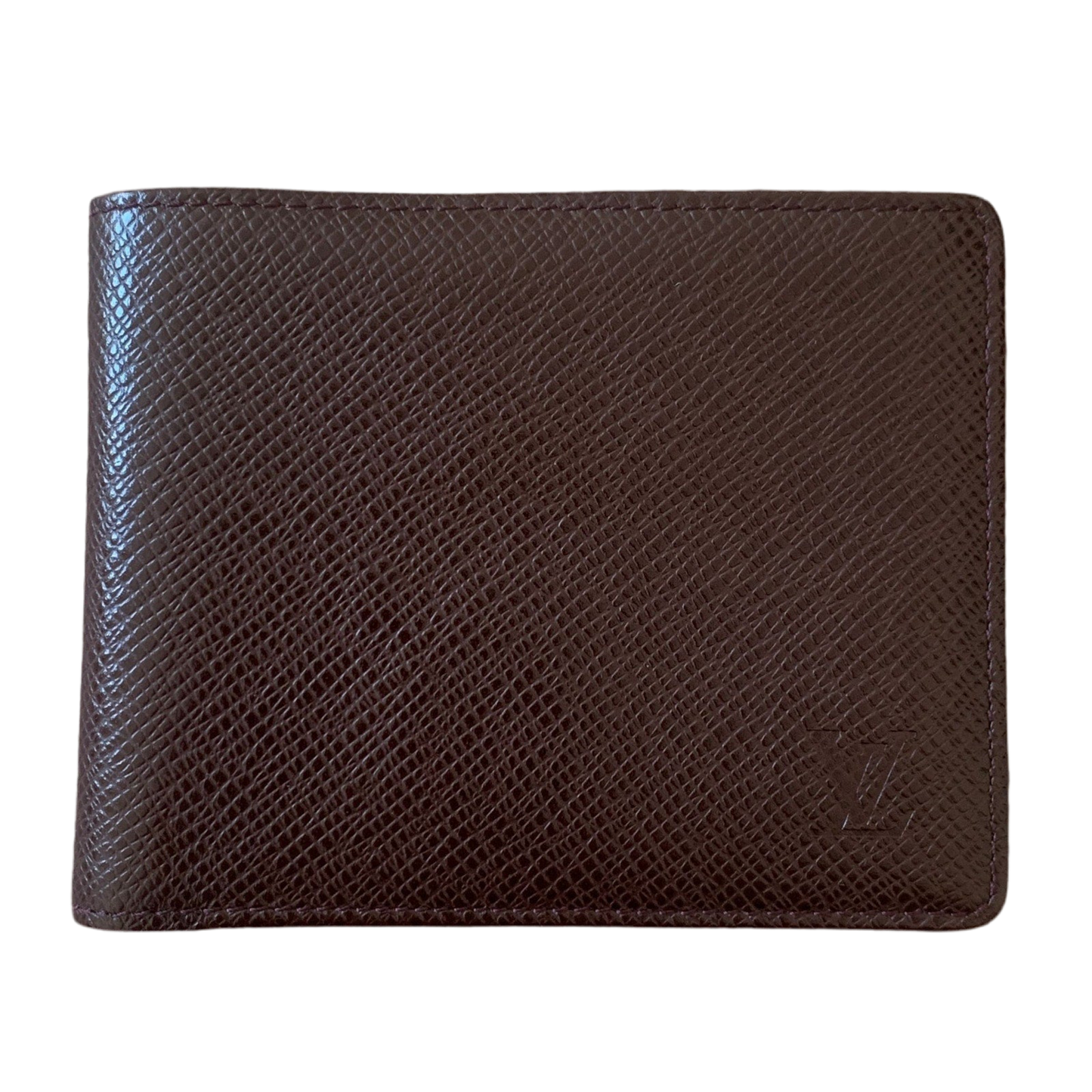 LV1017 Louis Vuitton men's bifold taiga brown leather wallet