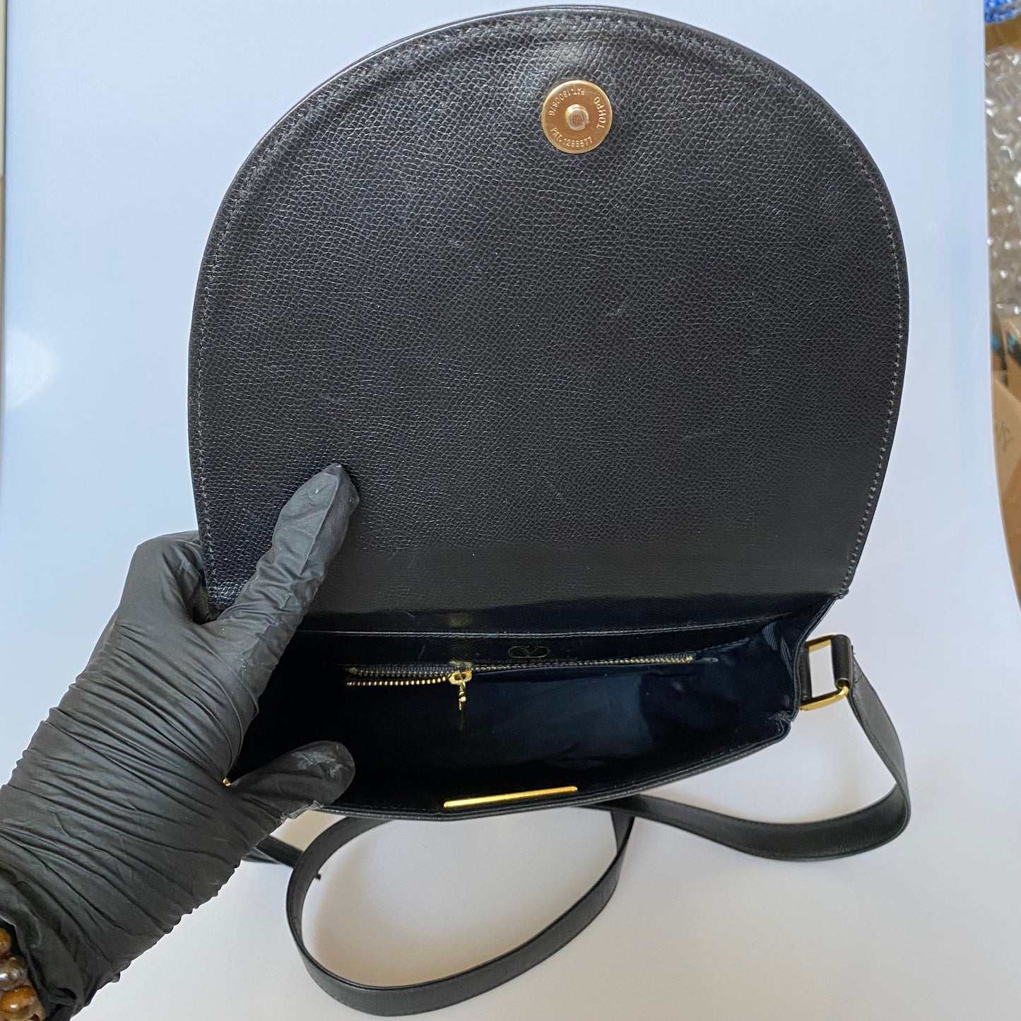 Valentino V logo black leather crossbody bag Authentic with COA