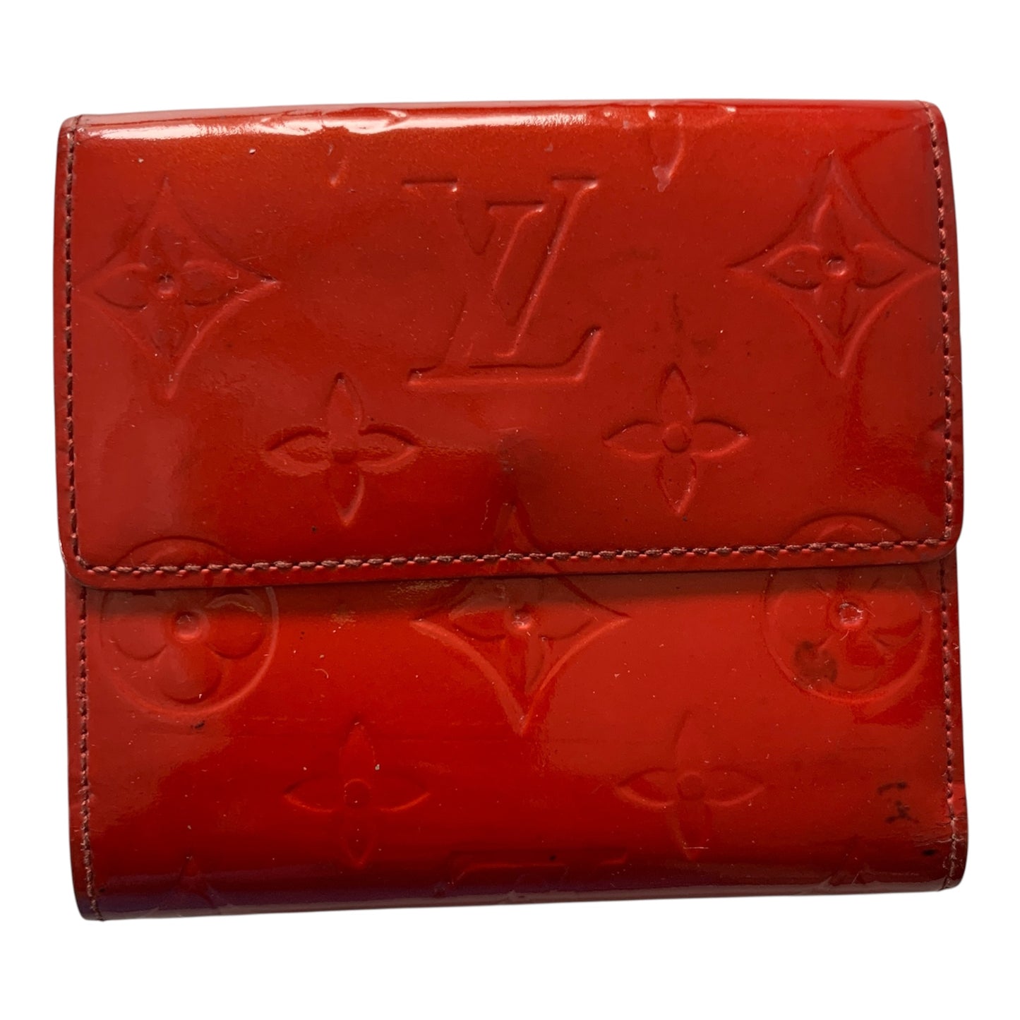 Louis Vuitton red vernis monogram trifold compact wallet TH0042 Automatic with COA