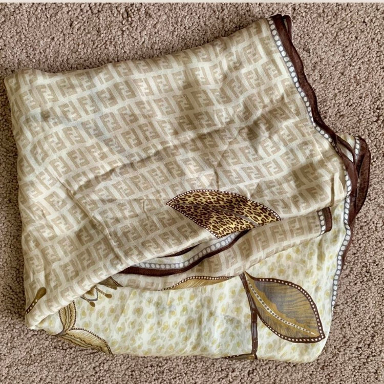 Authentic Fendi FF monogram women’s silk scarf long and large