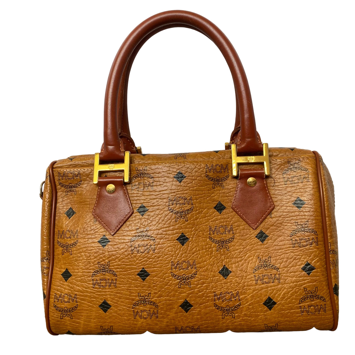 MCM cognac Boston bag Authentic with COA 11.5x7x6.5