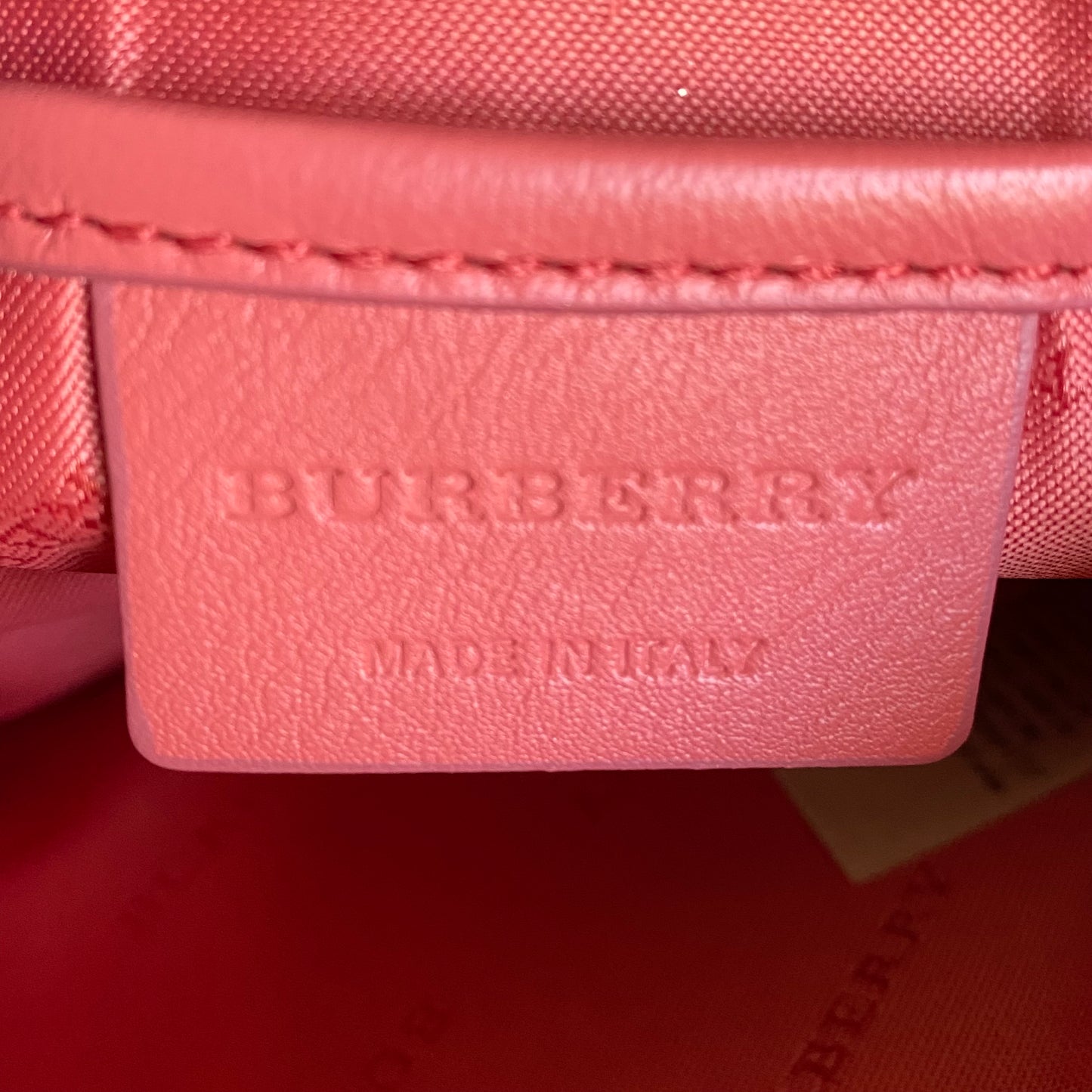 Burberry classic check pink leather wrislet clutch bag Authentic with coa