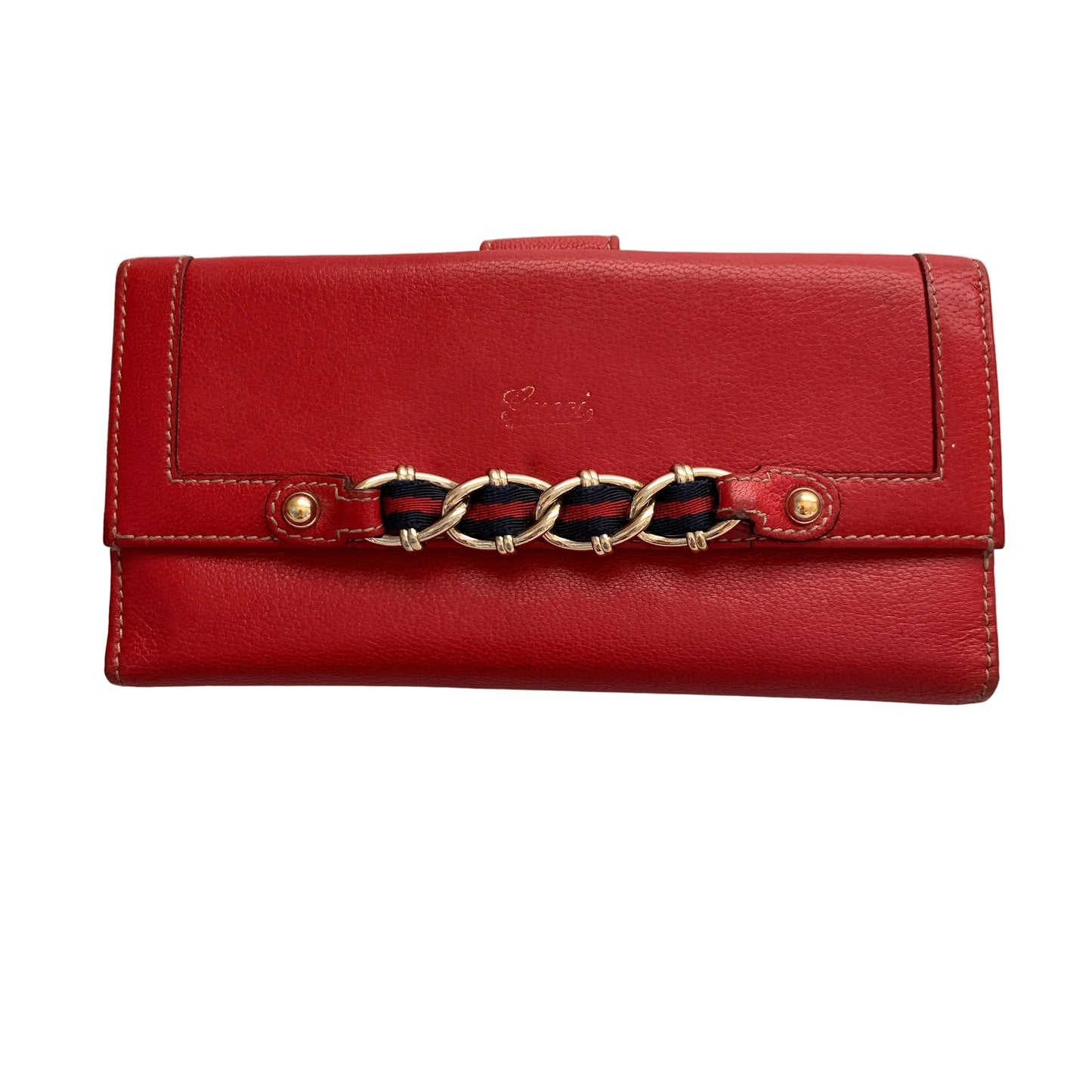 Gucci women’s sherry line long red leather wallet authentic with COA