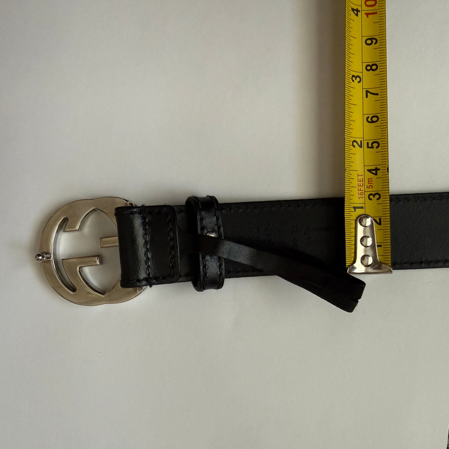 Gucci GG interlocking black leather belt unisex size 80/32 authentic with COA
