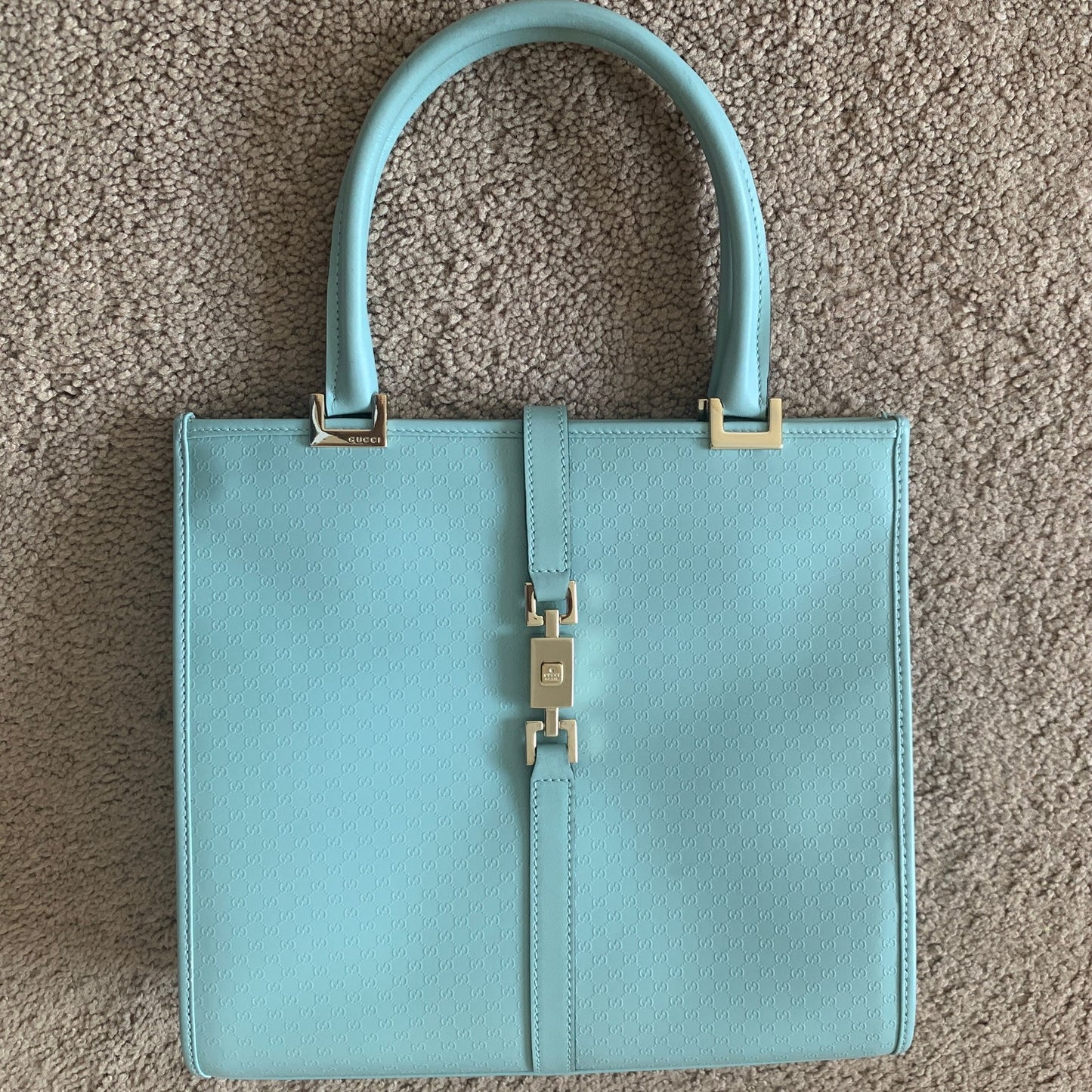 Gucci micro GG Jackie bag in light blue leather with dust bag and COA