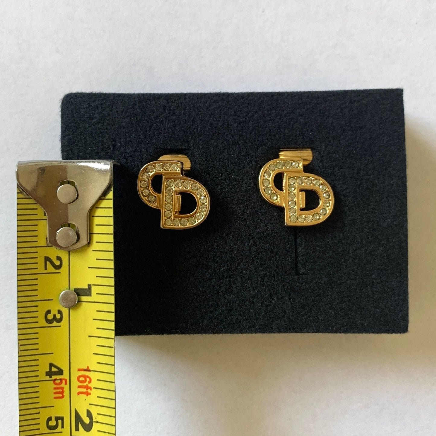 D1021 Christian Dior women's CD initials gold color earrings