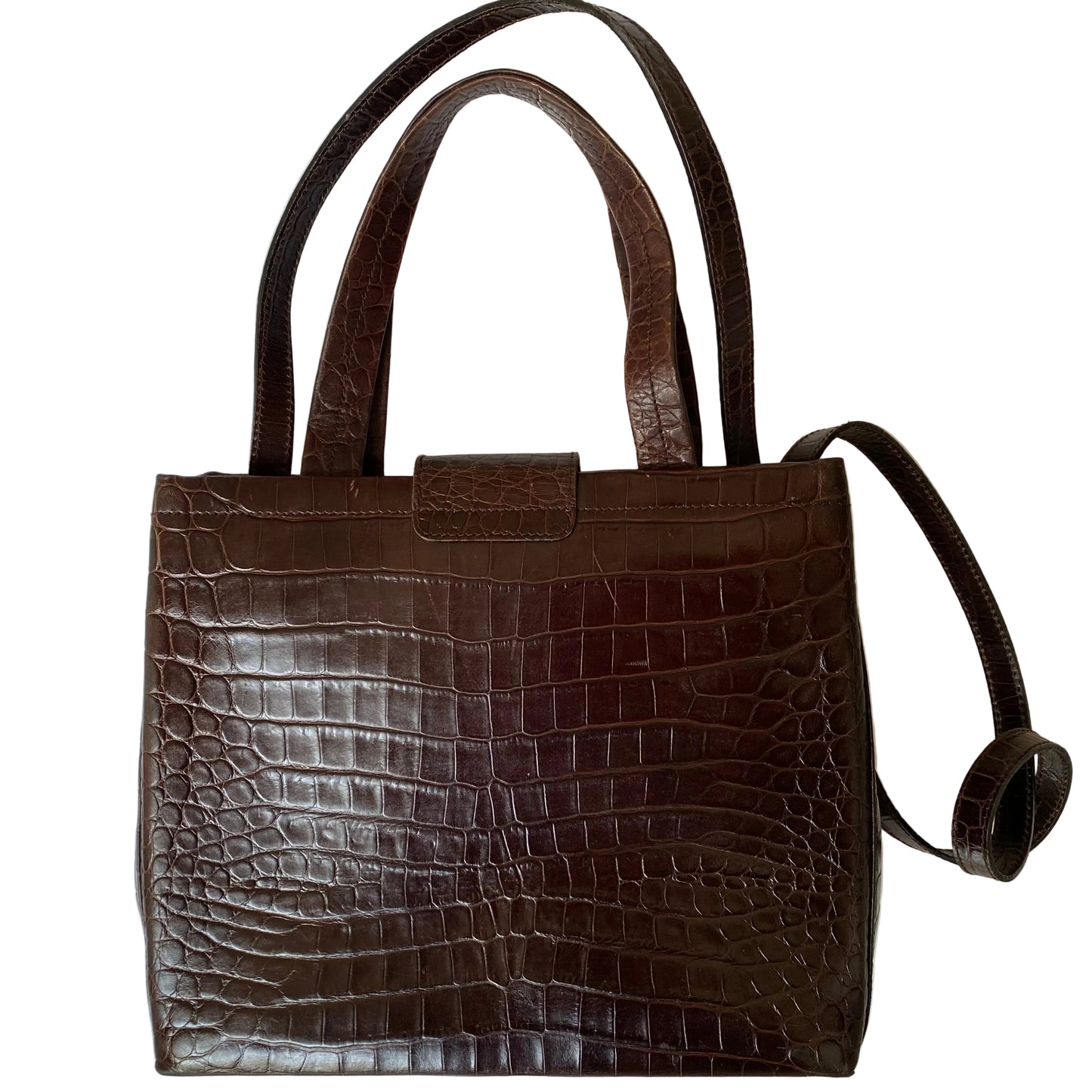 Ferragamo brown leather satchel bag strap removable Authentic with COA 9.5x8.3x4.1