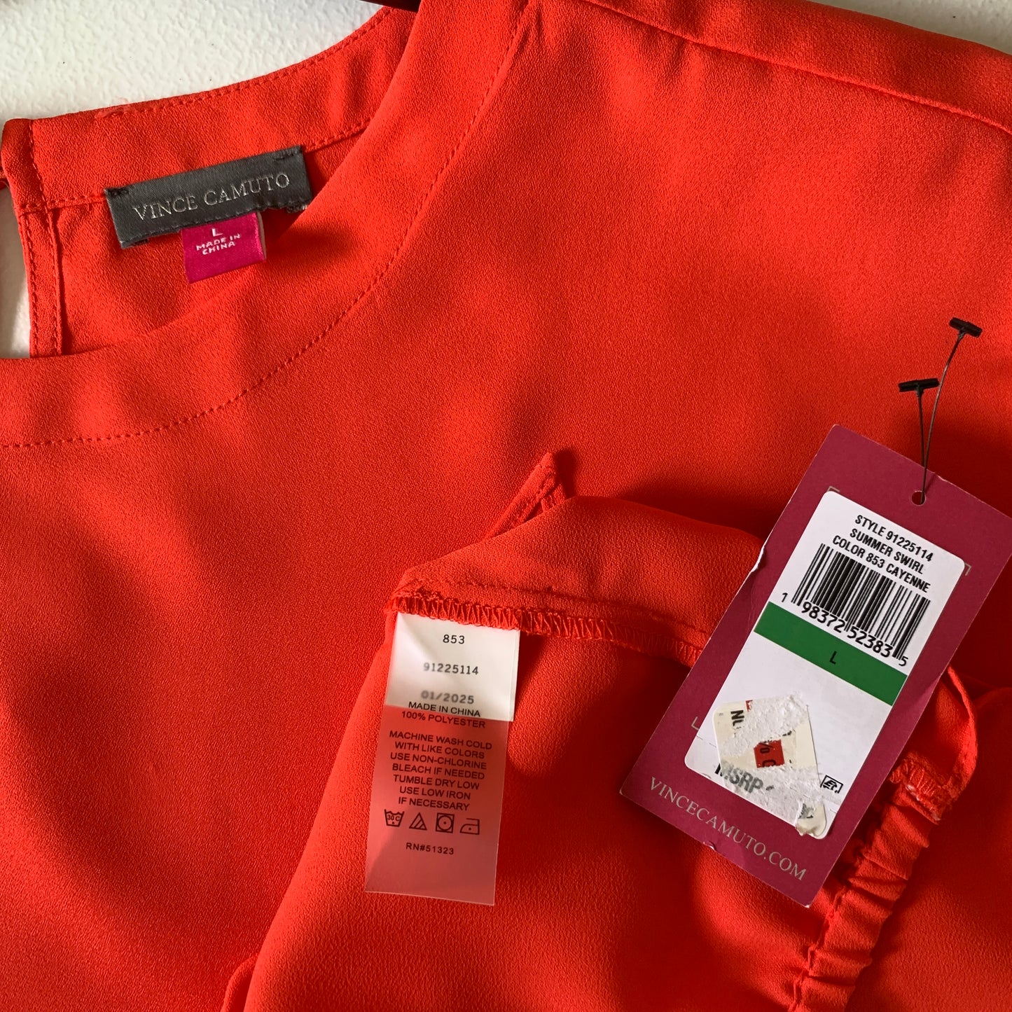 Vince Camuto Womens NWT coral short sleeve blouse size large