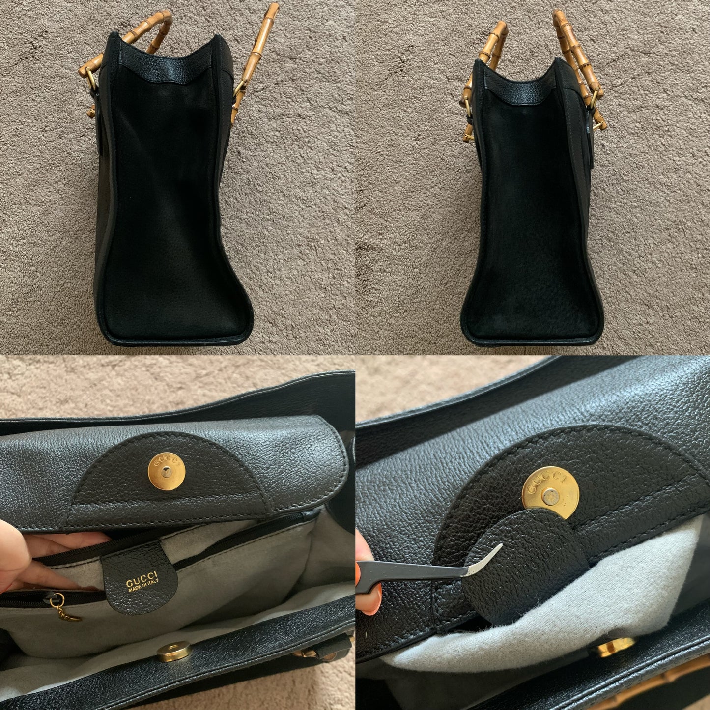 Authentic Gucci vintage bamboo handle Diana leather and suede bag