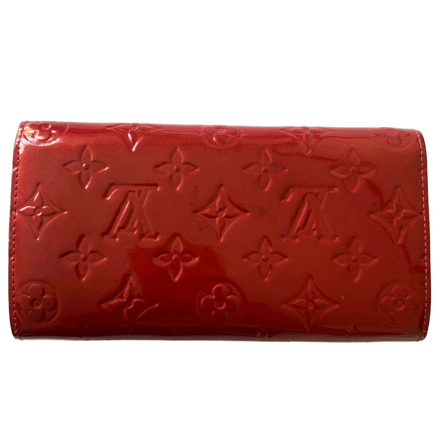 Louis Vuitton red Vernis monogram TS0730 long wallet Authentic with COA