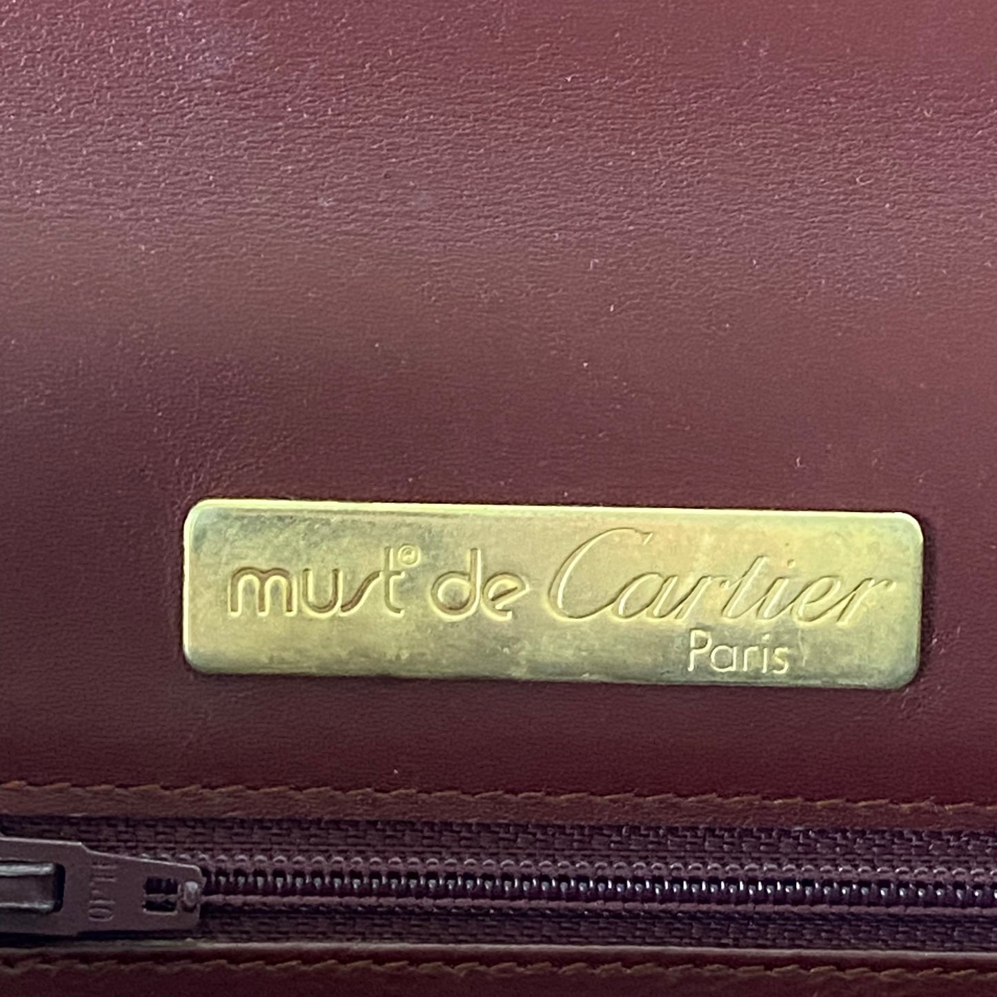 Cartier burgundy leather clutch bag authentic with coa dusty