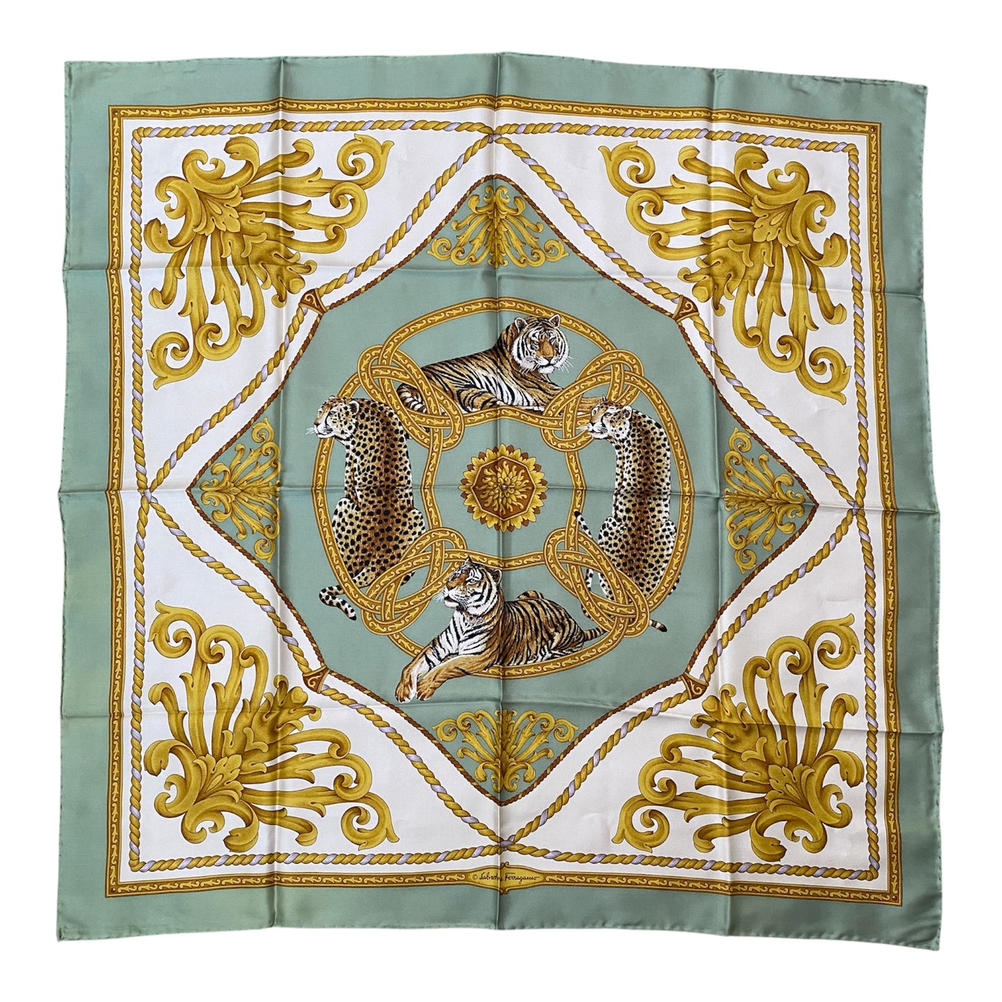 Ferragamo large silk scarf Authentic with coa 34 inch