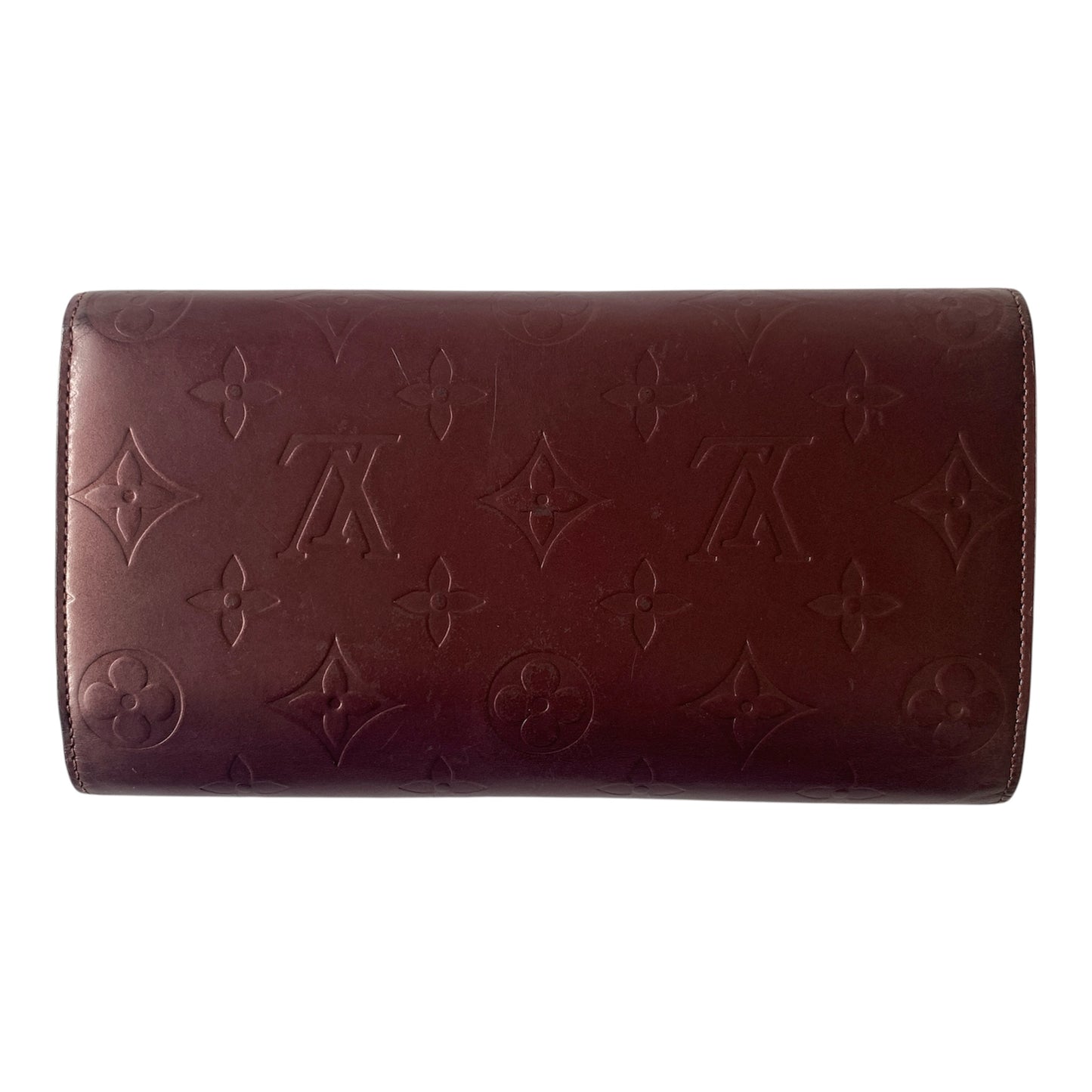 Louis Vuitton monogram Sarah matt burgundy long wallet TH0052 Authentic with COA box dusty