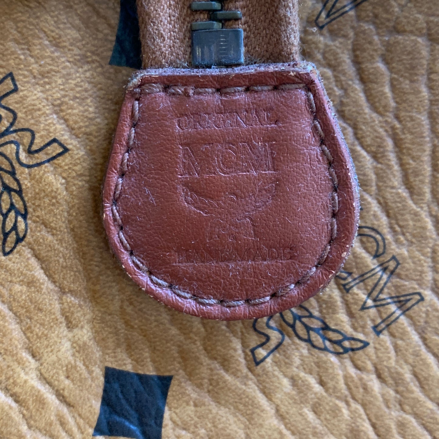 MCM cognac toiletry pouch bag Authentic with COA