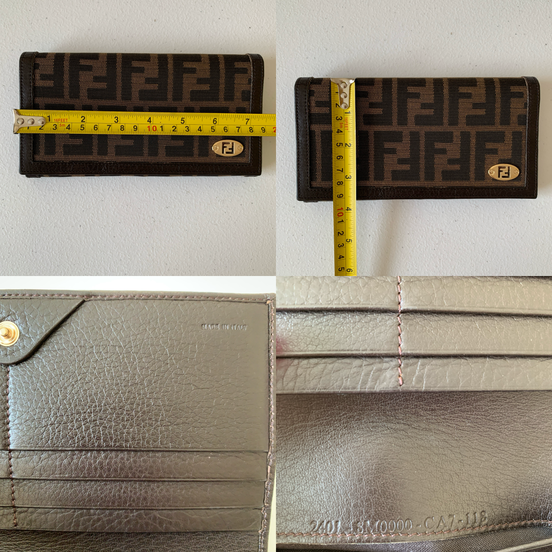 Fendi zucca monogram long wallet women’s authentic with COA