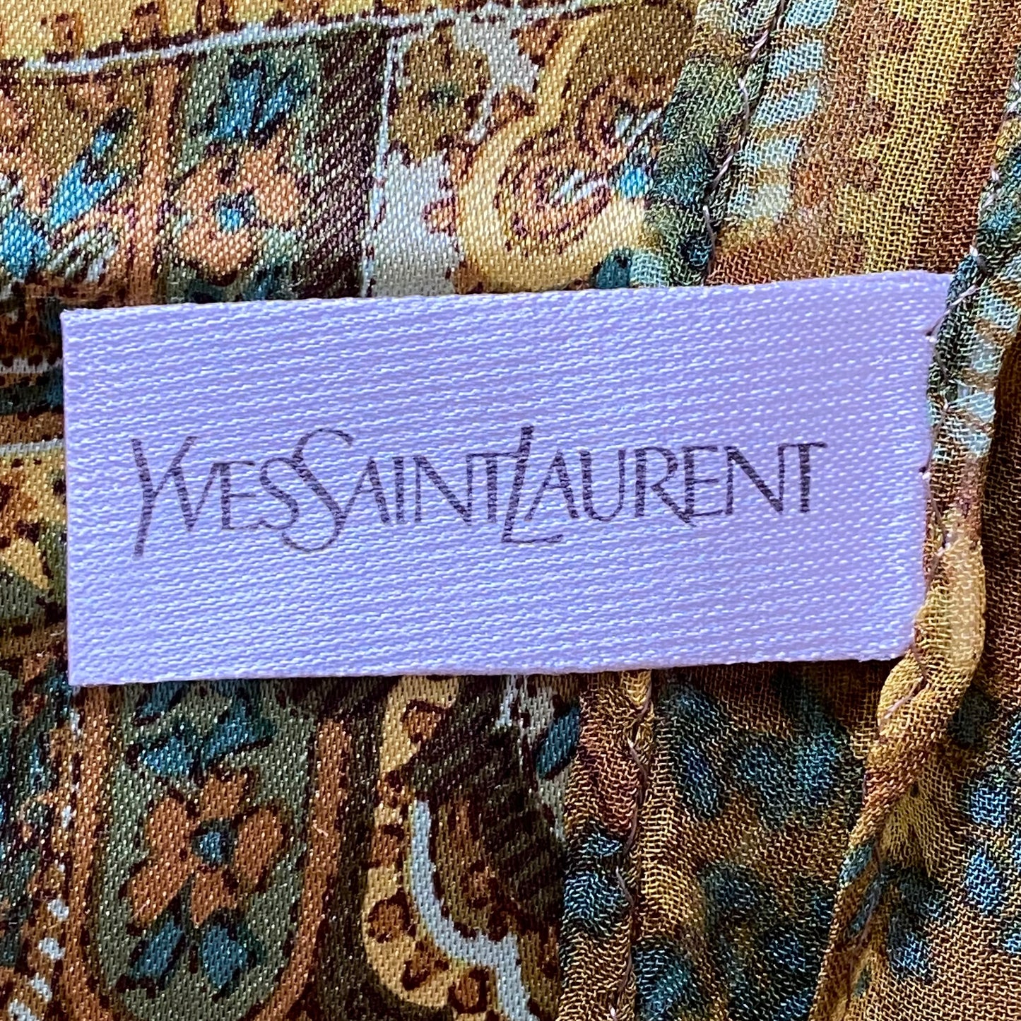 Yves Saint Laurent large long silk Scarf Authentic with COA 68x23