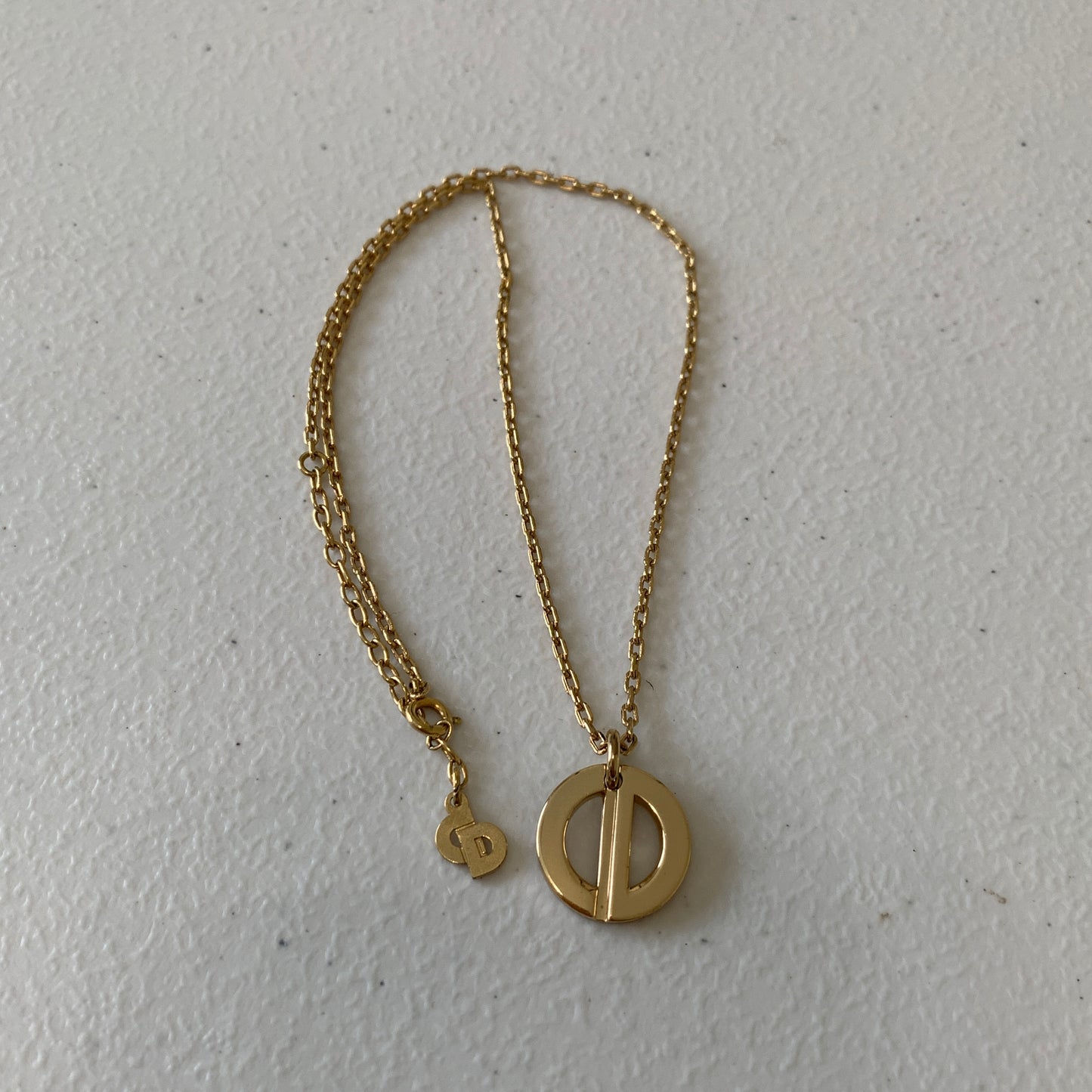 Christian Dior CD logo Necklace gold plated authentic with COA