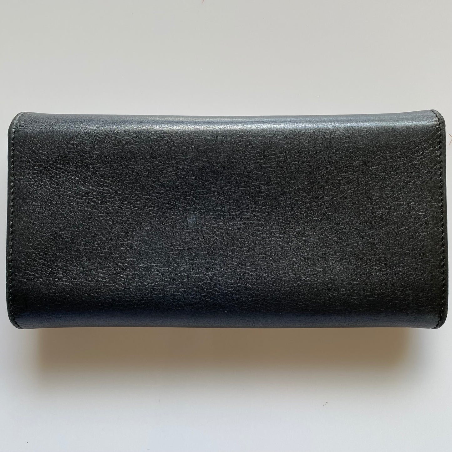Ferragamo gancini black leather long wallet Authentic with COA