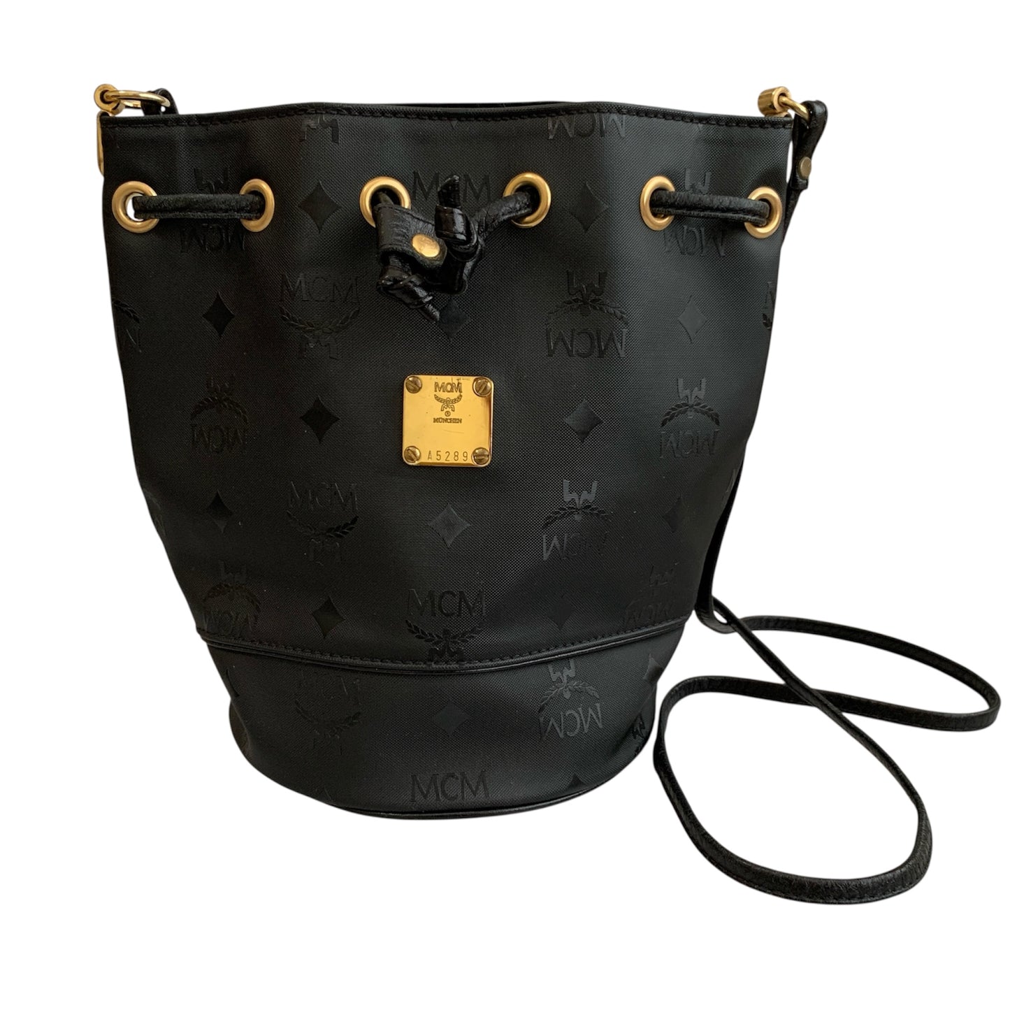 MCM black logo bucket bag authentic with COA 9x8.5x6