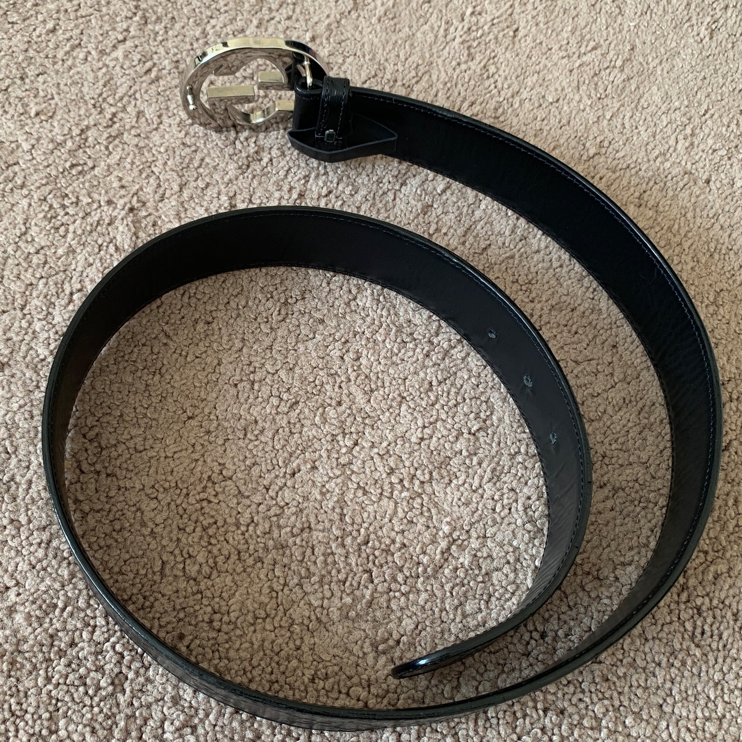 Authentic Gucci unisex signature guccissima black leather belt