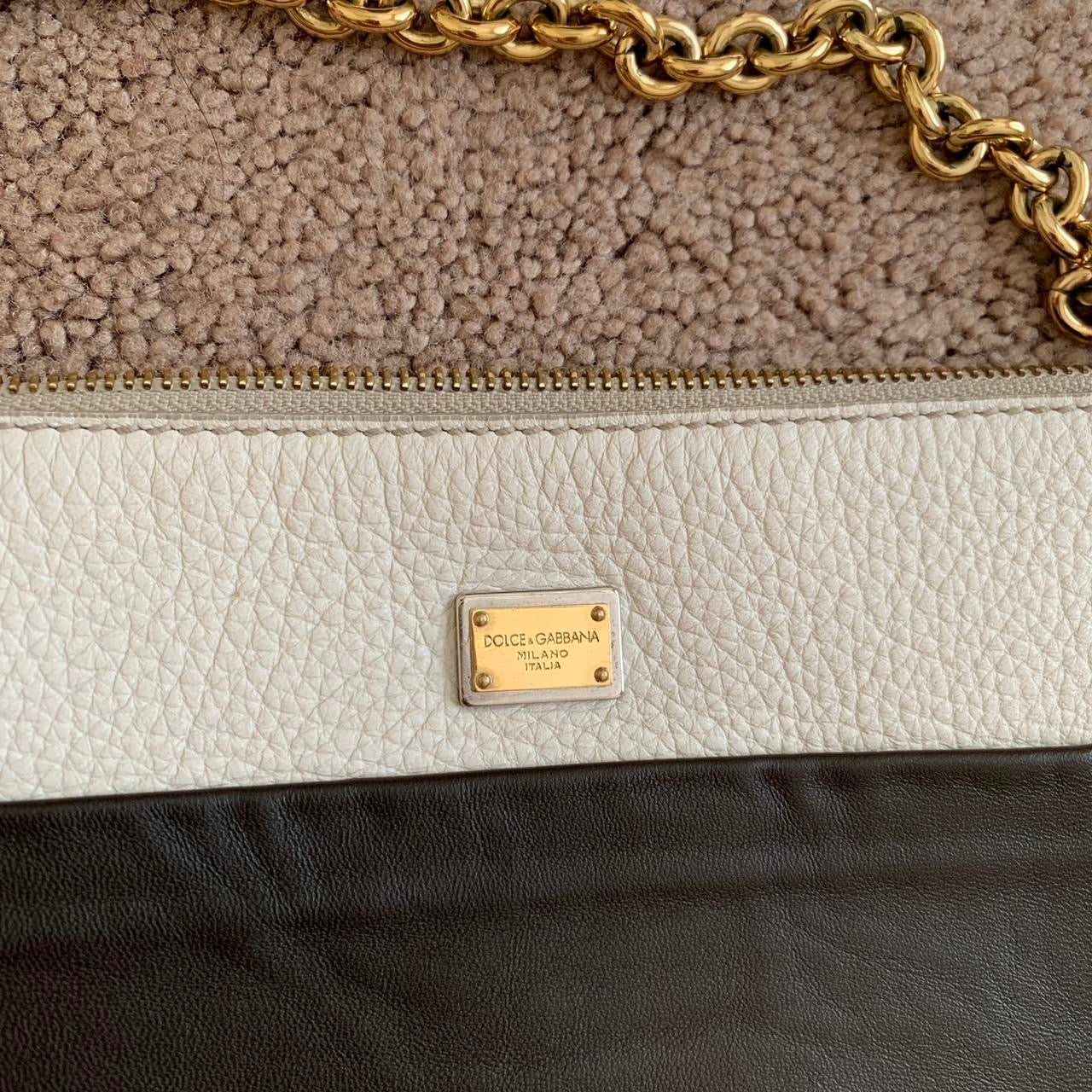 Authentic Dolce & Gabbana two color leather clutch bag