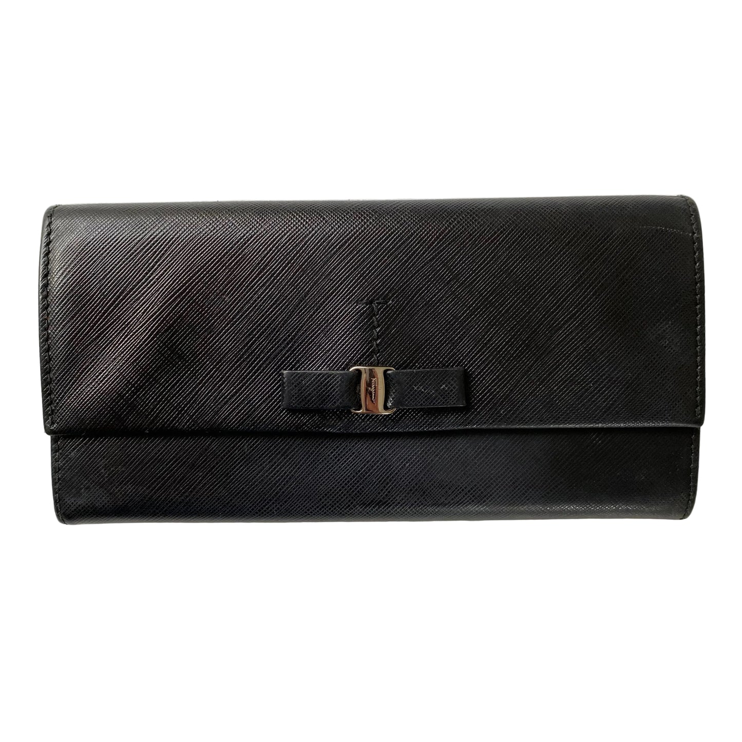 Ferragamo vara bow leatger long wallet Authentic with COA 7.5x4