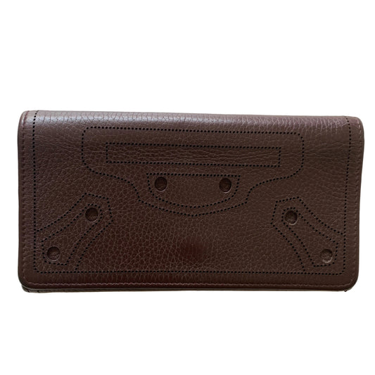 Balenciaca brown leather long wallet Authentic with COA