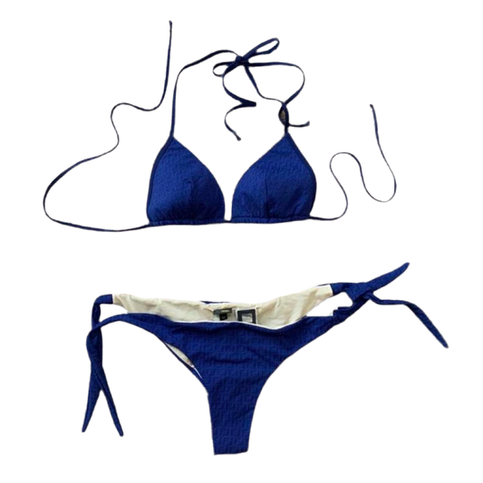 Authentic Fendi FF monogram women’s swimwear bikini set in blue color