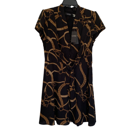 Lauren Ralph Lauren Women’s NWT black gold Print tie front dress size 8